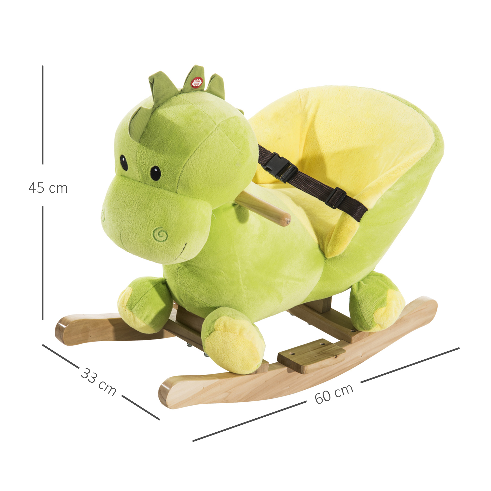 HOMCOM Kids Rocking Horse Plush Ride On Dinosaur Seat w/Seat Safety Belt, 32 Songs, Ride on Horses Toys 18 Months Up
