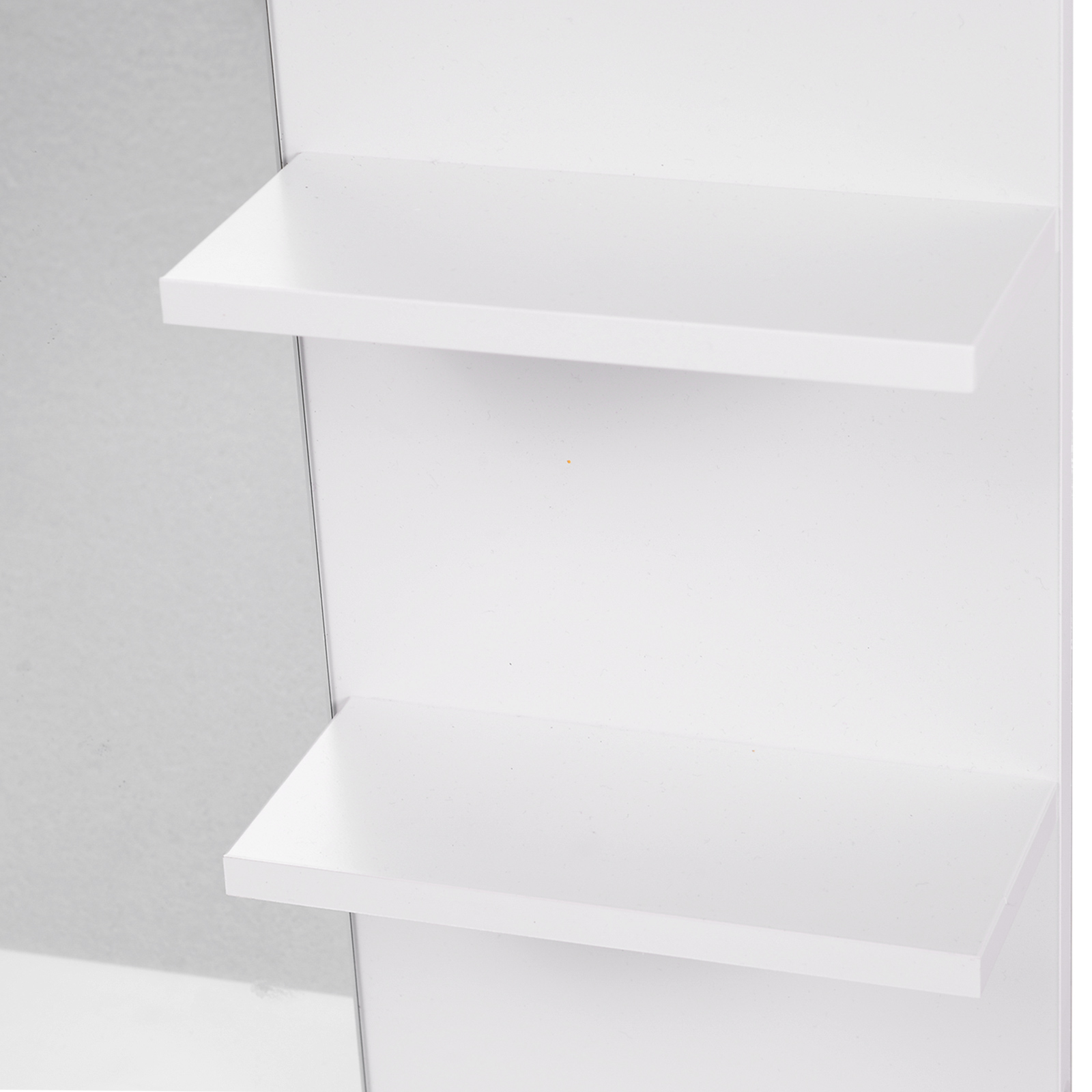 kleankin Elegant Wall-Mounted Vanity Mirror for Bathrooms, Modern Design with 3 Tier Storage Shelves, Makeup Organiser, White