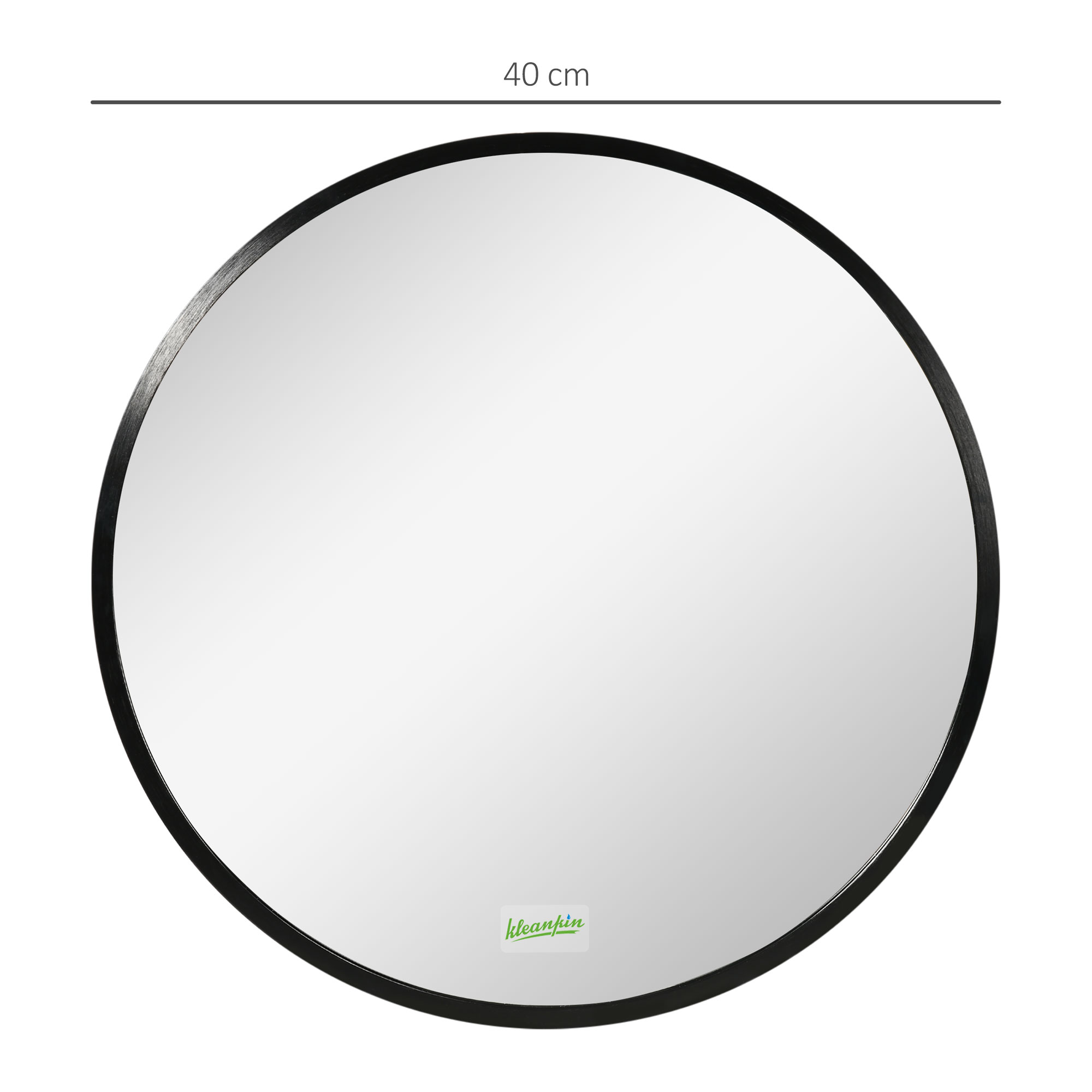 Kleankin Modern Round Bathroom Mirror, Wall-mounted Makeup Mirror with Aluminium Frame, Black, 40x40 cm.