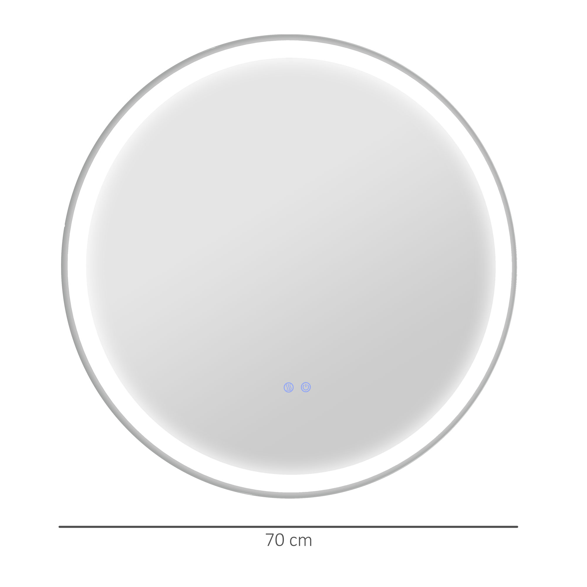Kleankin Illuminated Bathroom Mirror, LED Circle Mirror with Triple Colour Temperature, Anti-Fog, Aluminium, Hardwired, 70cm, Silver