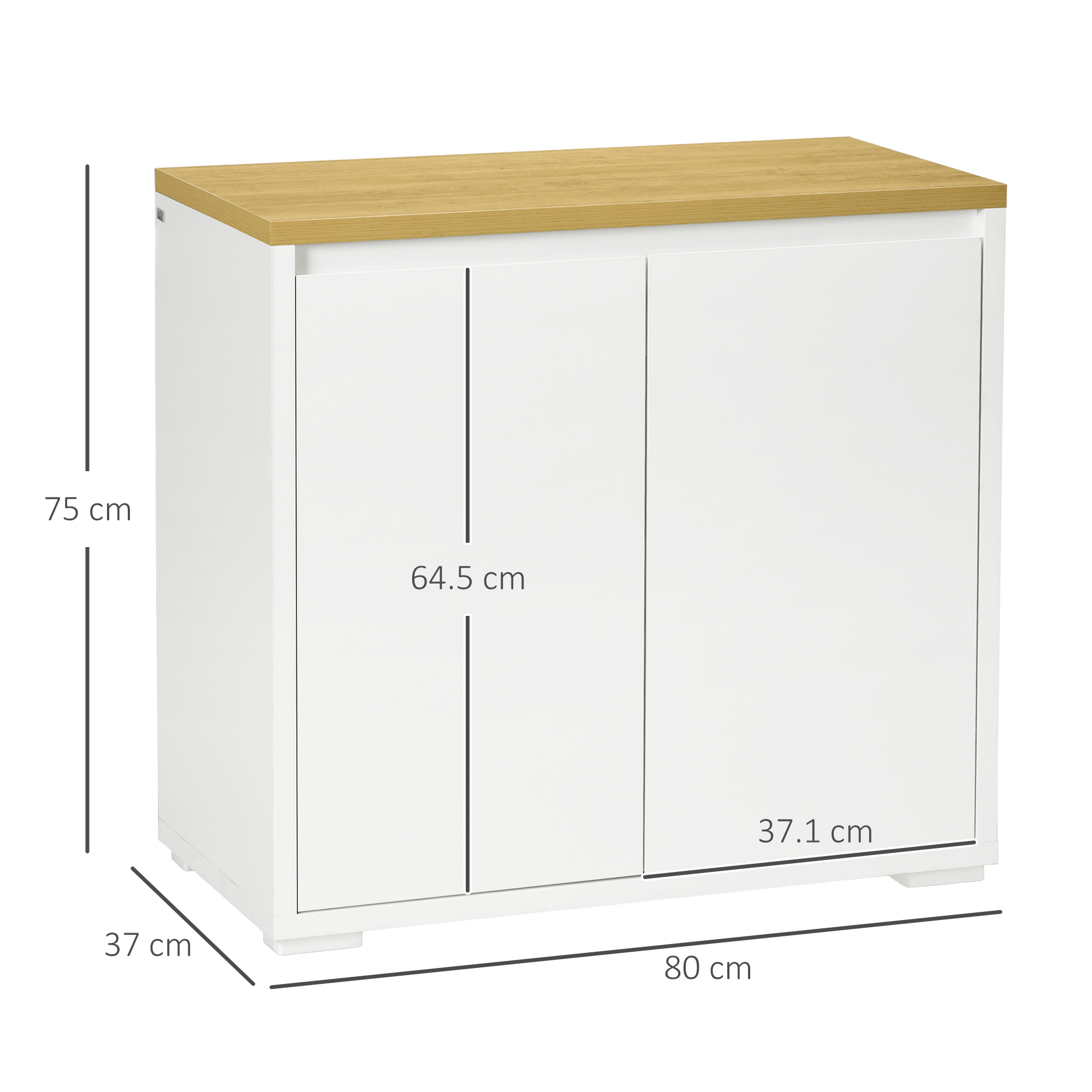 HOMCOM Mobiletto Multiuso Con Ante - In Truciolato E Legno, Ripiano Regolabile, 77x35x77.5 Cm, Bianco - Foto 13