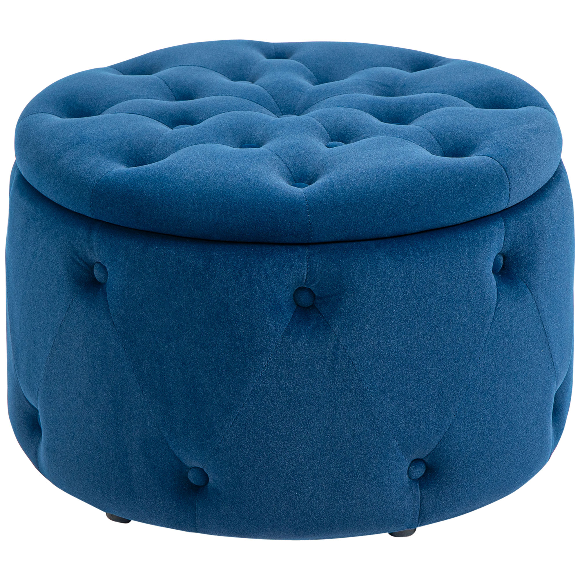 HOMCOM Hocker, rund, mit Staufach, Steppdesign mit Knöpfen, Bezug in ...
