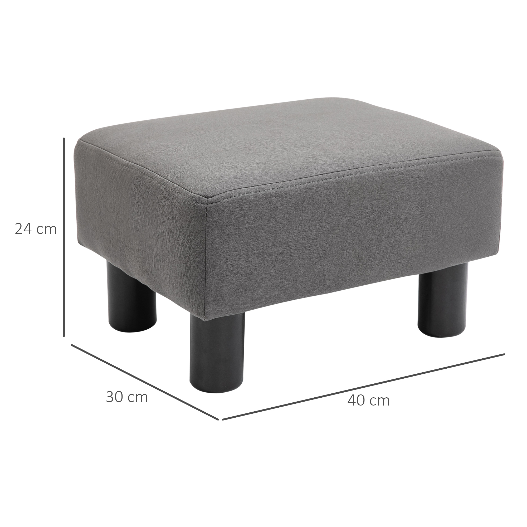 HOMCOM Compact Footstool, Small Foot Rest Chair with Legs for Home Office, 40 x 30 x 24cm, Grey