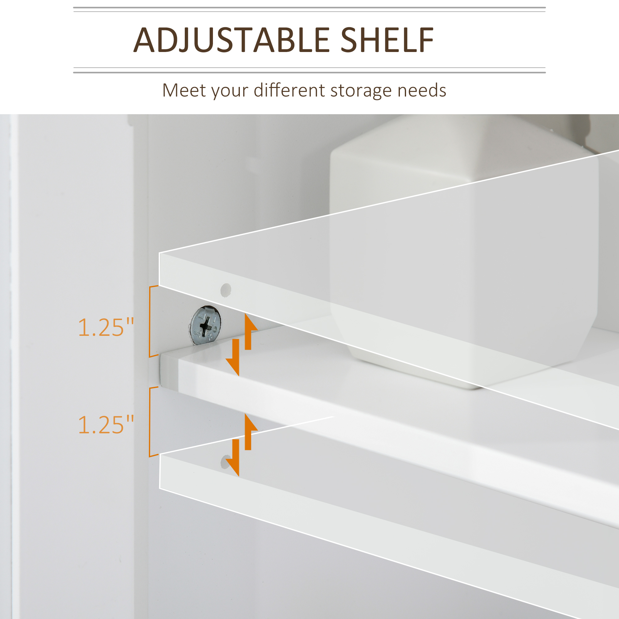 Kleankin Pedestal Under Sink Bathroom Cabinet, Space Saver Design with 2 Doors, Freestanding Organizer with Adjustable Shelf, White