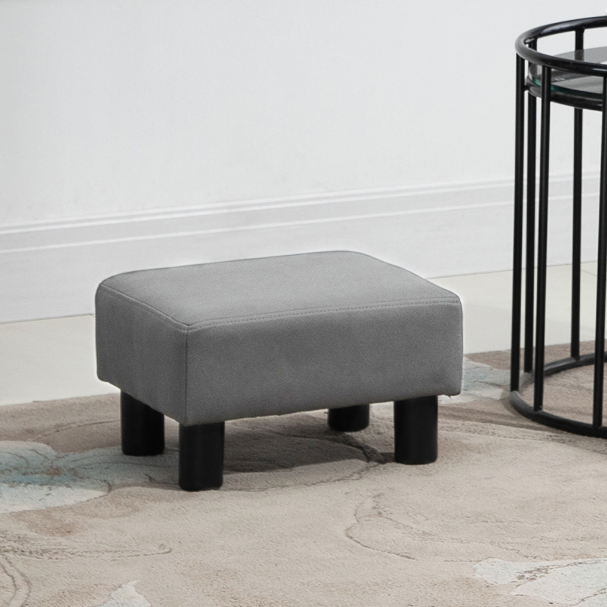 HOMCOM Compact Footstool, Small Foot Rest Chair with Legs for Home Office, 40 x 30 x 24cm, Grey