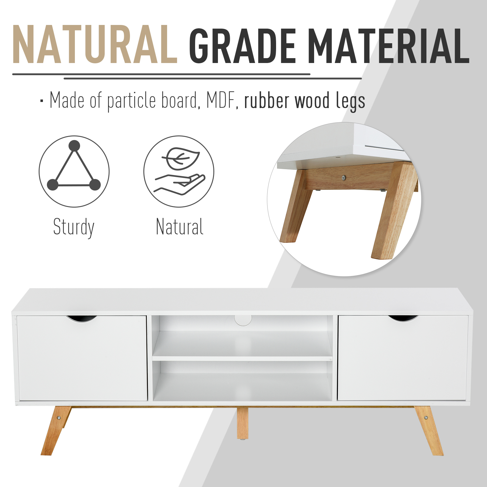 HOMCOM Particle Board 4-Compartment Media Unit White