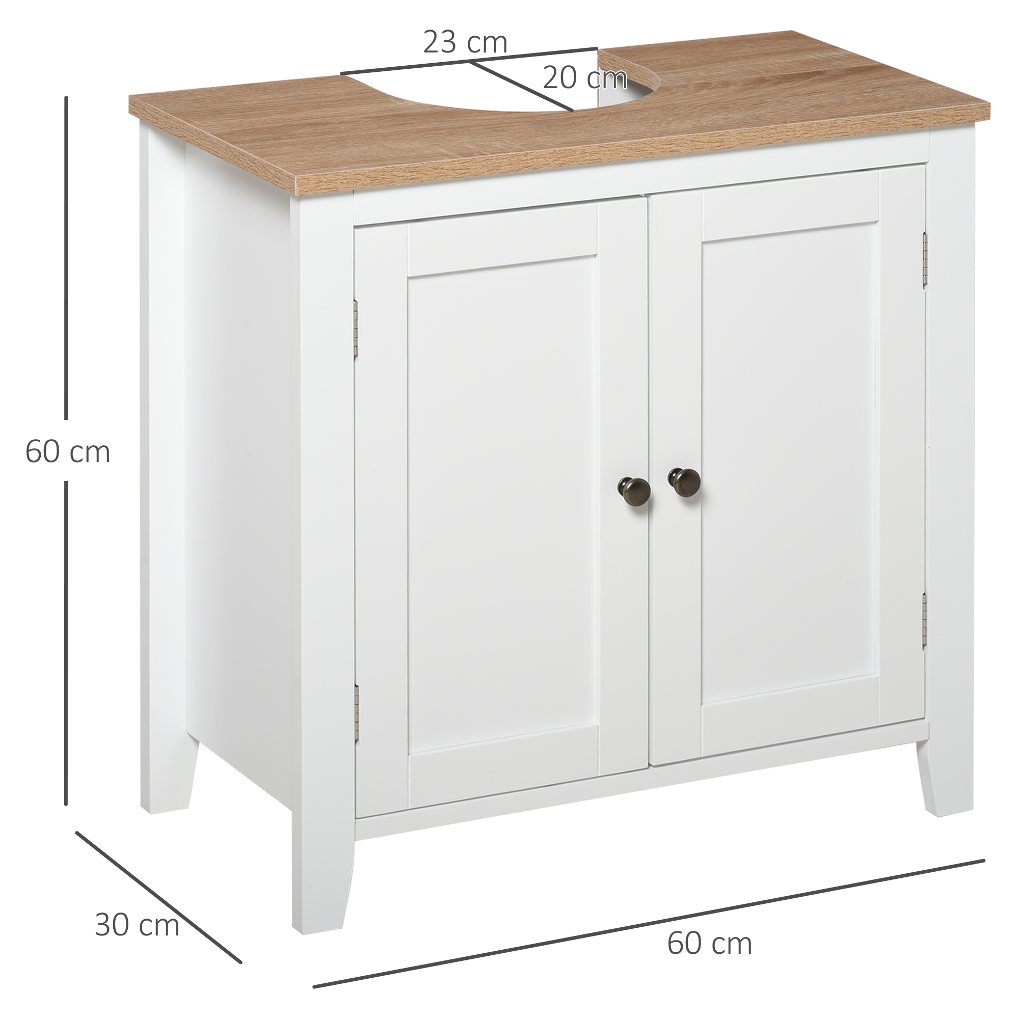 Kleankin Pedestal Under Sink Bathroom Cabinet, Space Saver Design with 2 Doors, Freestanding Organizer with Adjustable Shelf, White