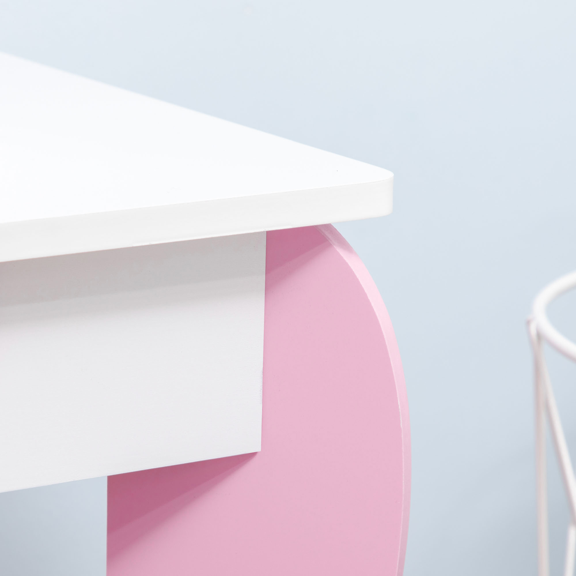 ZONEKIZ Pink Kids Vanity Set with Dressing Table, Mirror, Stool, Drawer, Cute Patterns, for 3-6 Years Old