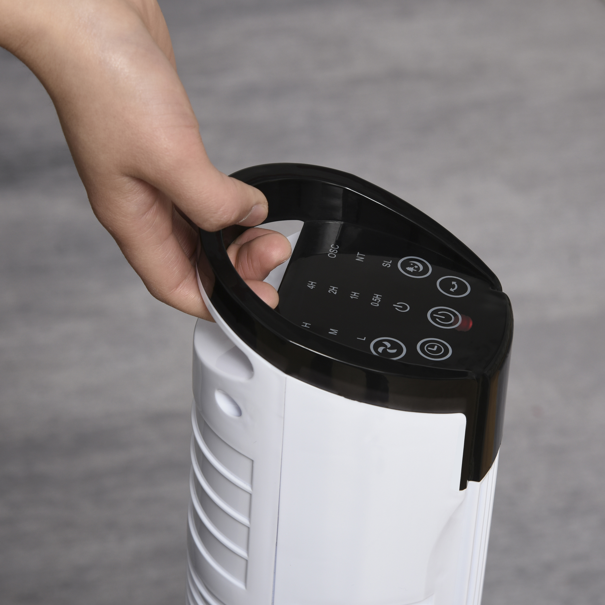 HOMCOM Tower Fan Freestanding, 3 Speeds 3 Modes, 7.5h Timer, 70 Oscillation, LED Display, 5M Remote, Black/White