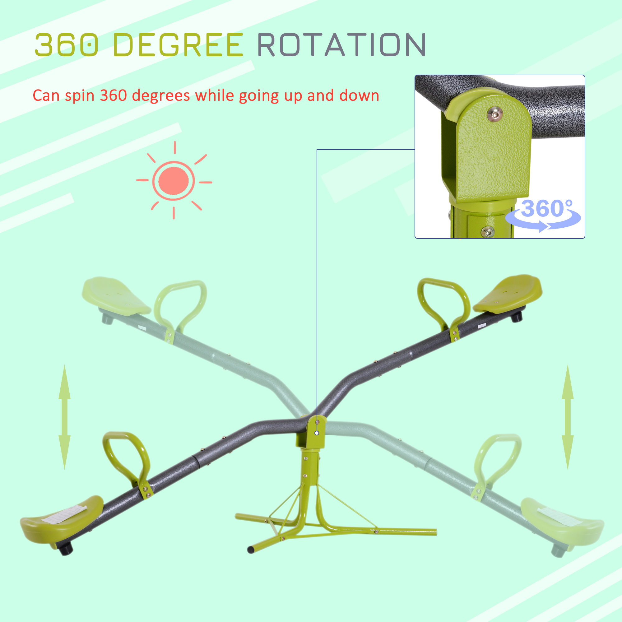 HOMCOM Kids Children 360 Degree Rotating Seesaw Swivel Playground Equipment Garden Outdoor Indoor