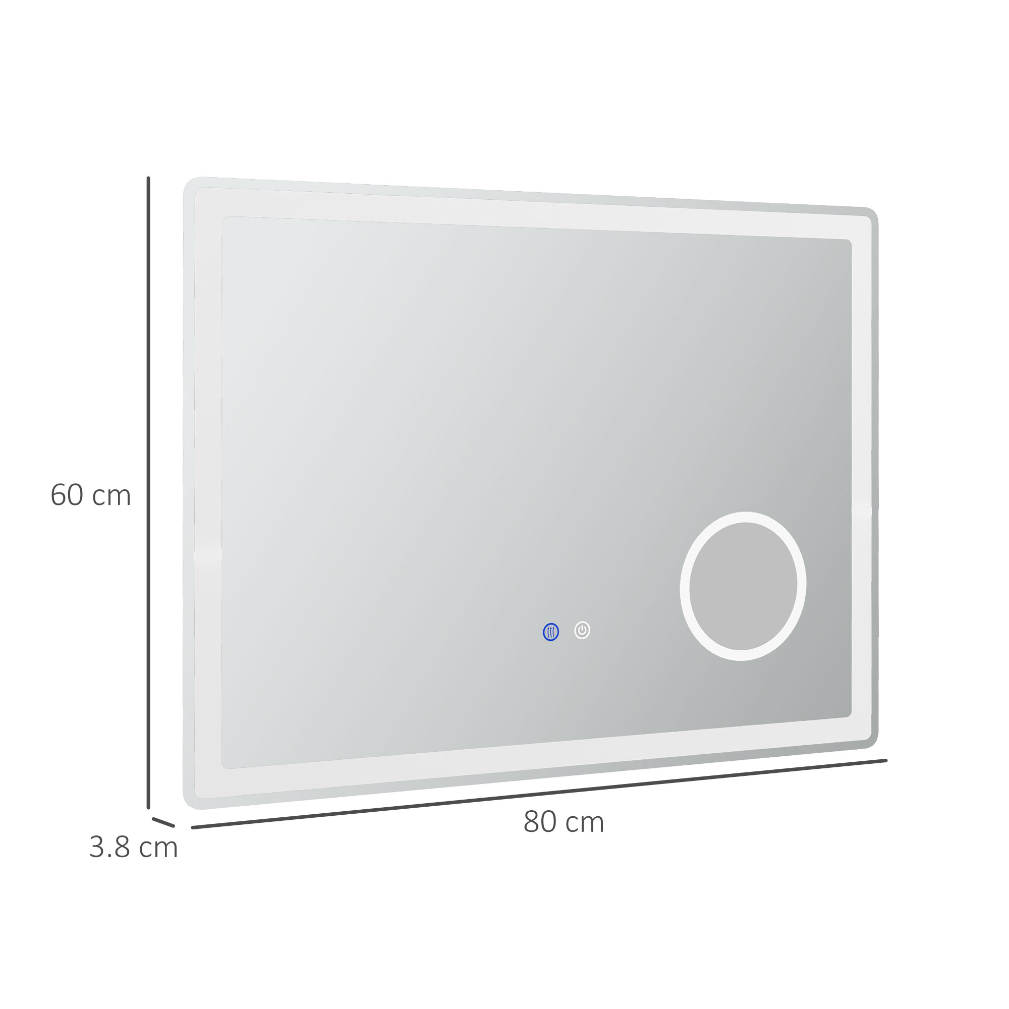 Kleankin LED Illuminated Bathroom Mirror, Dimmable, 3X Magnification, Vanity Mirror with 3 Colour Lighting