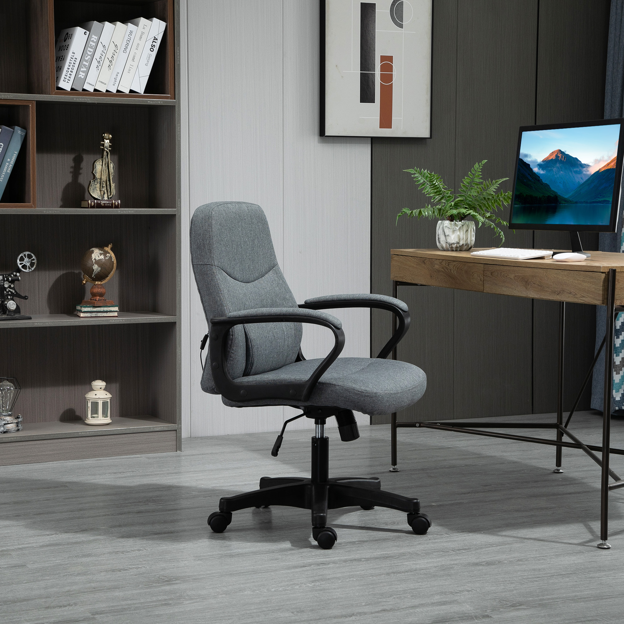 Vinsetto Ergonomic High Back Office Chair with Massage Lumbar Support, Adjustable Height, 360Â° Swivel, Grey