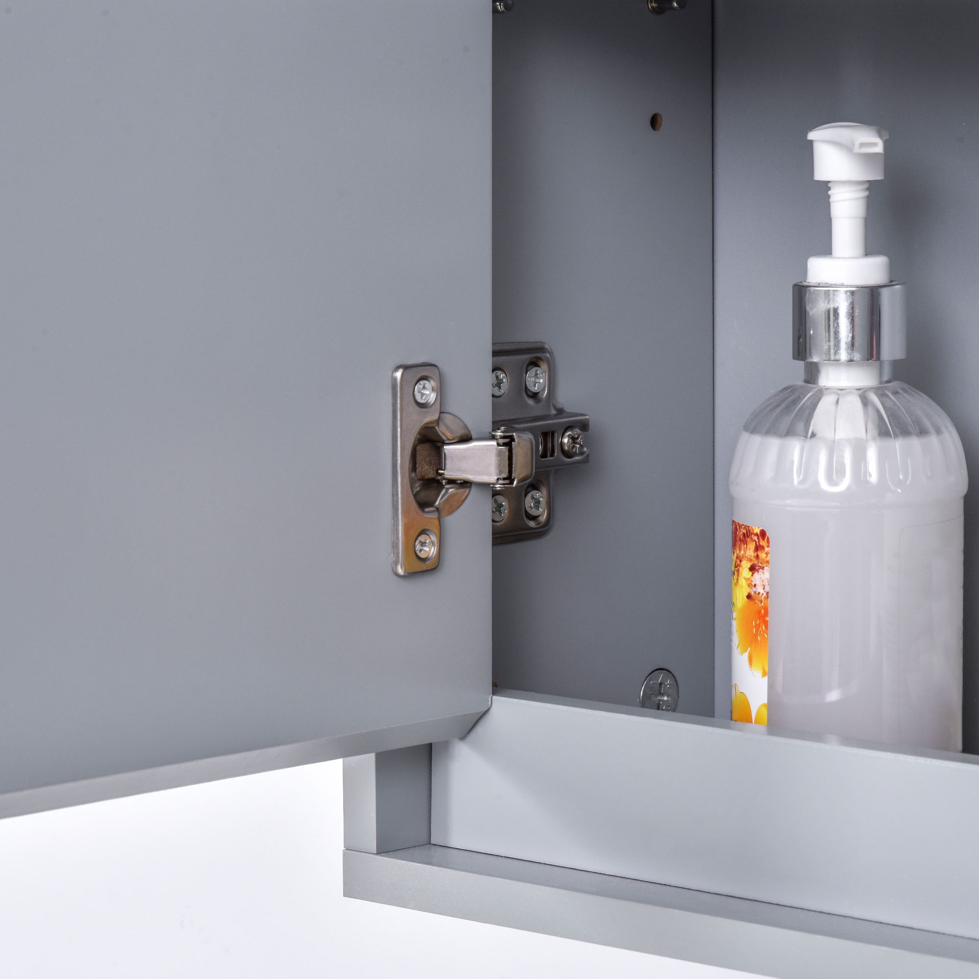 HOMCOM Wall Mounted Mirror Cabinet, Bathroom Storage with Double Door & Shelf, 48L x 14.5W x 45H cm