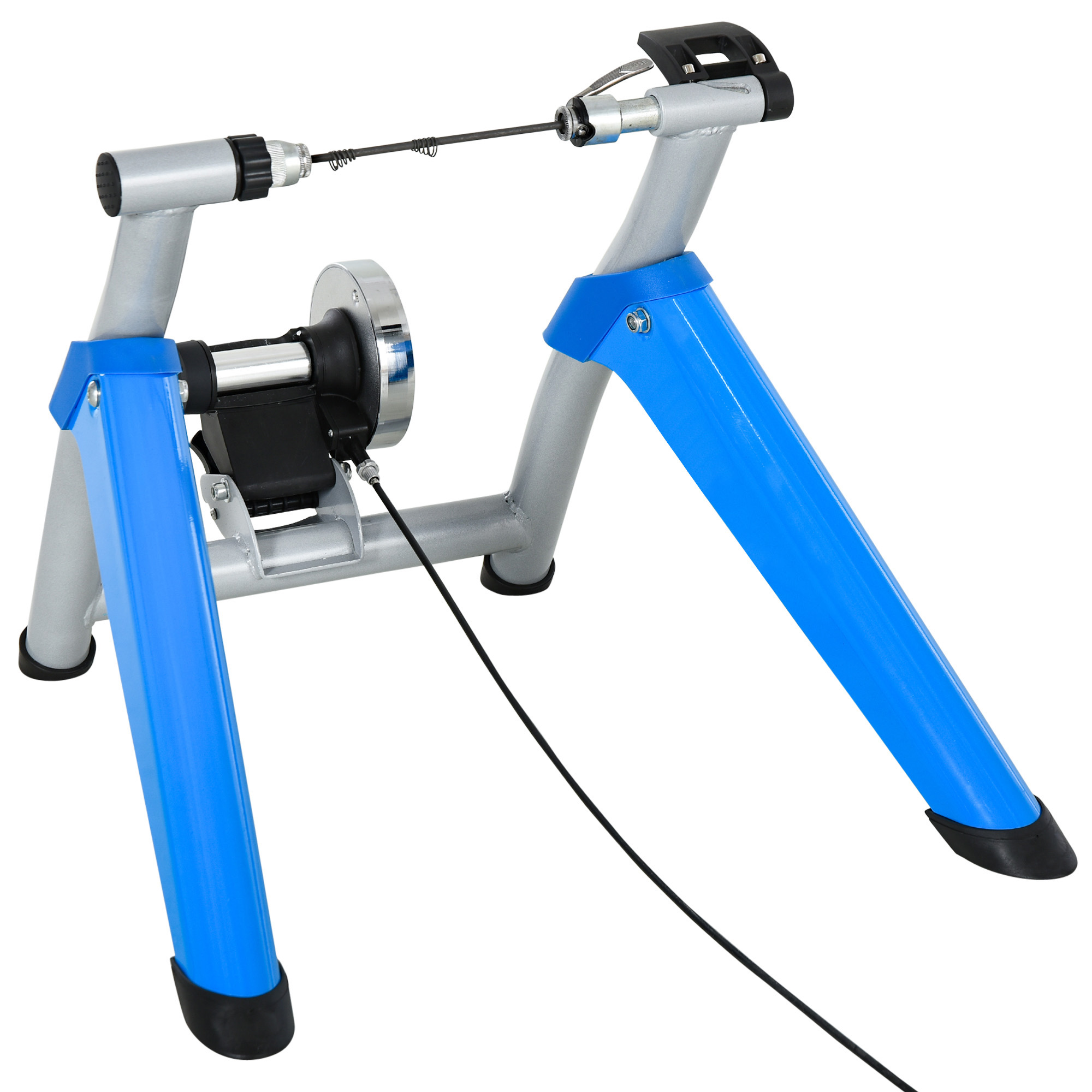 HOMCOM Steel 8-Level Indoor Stationary Bike Trainer Frame Bike Rack Exercises Blue