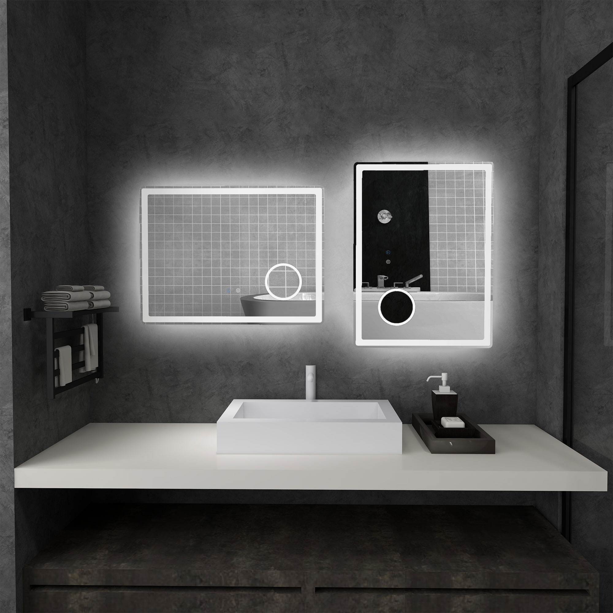 Kleankin LED Illuminated Bathroom Mirror, Dimmable, 3X Magnification, Vanity Mirror with 3 Colour Lighting