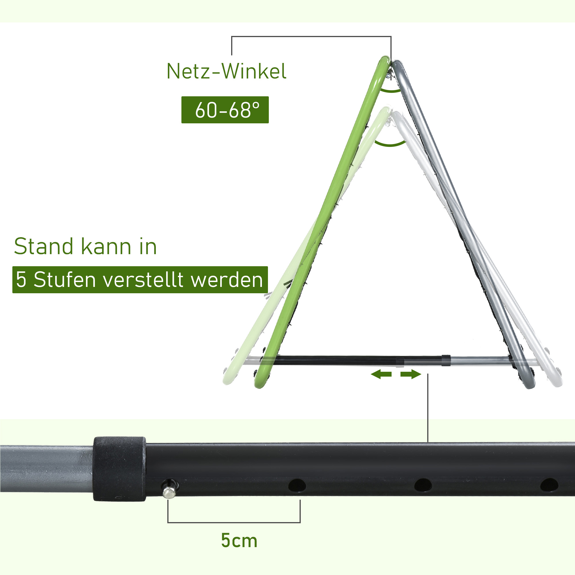 Jalgpalli tagasilöögivärava tagasilöögiseina võrk pesapalli ja korvpalli jaoks, kahepoolne tagasilöök, reguleeritav 5 asendis, metall, roheline ja must, 75 x 75 x 64 cm