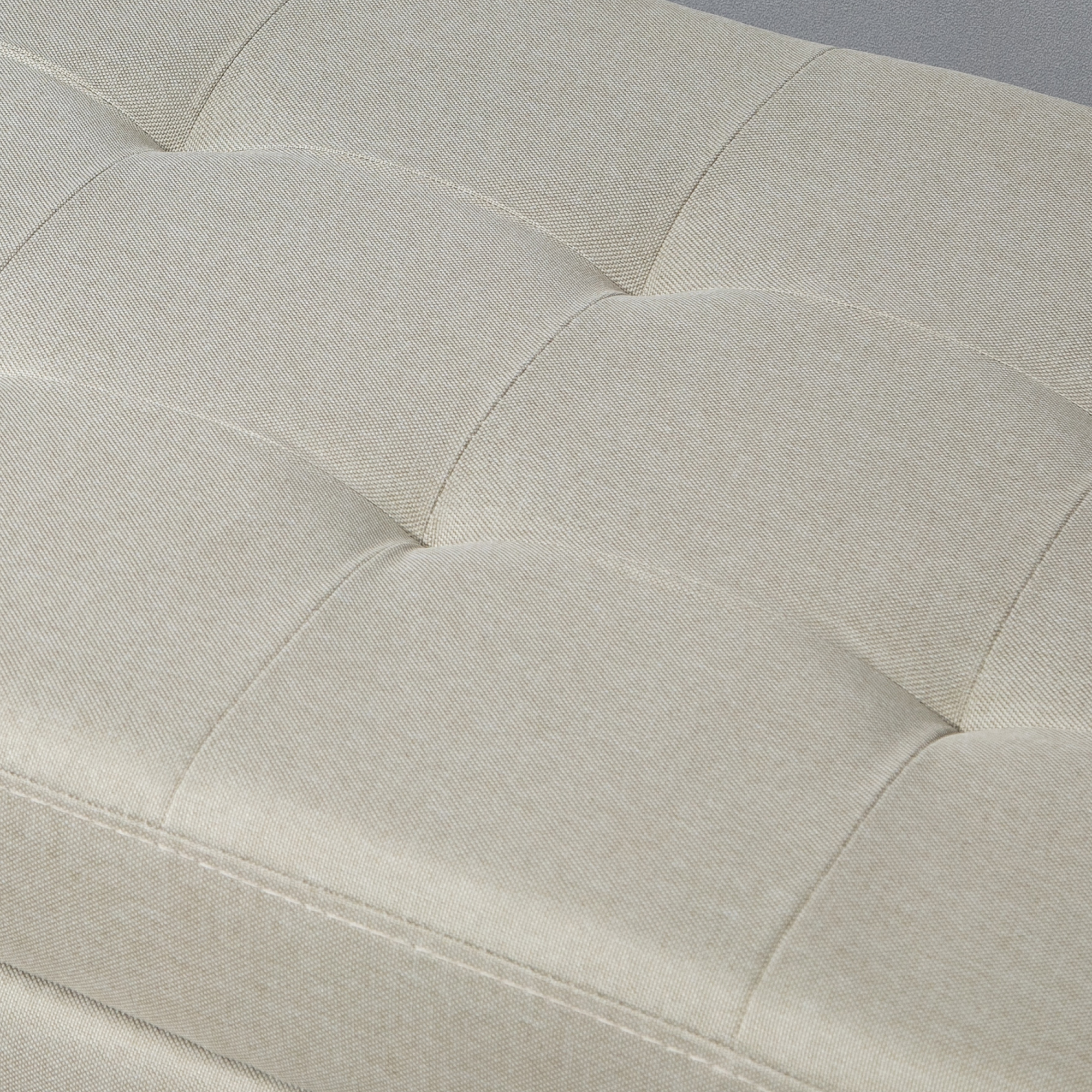 HOMCOM Linen Ottoman Storage Bench, Padded Footrest with Tufted Design, Hinged Lid, Wooden Frame, 125L x 49W x 41.5H cm, Beige