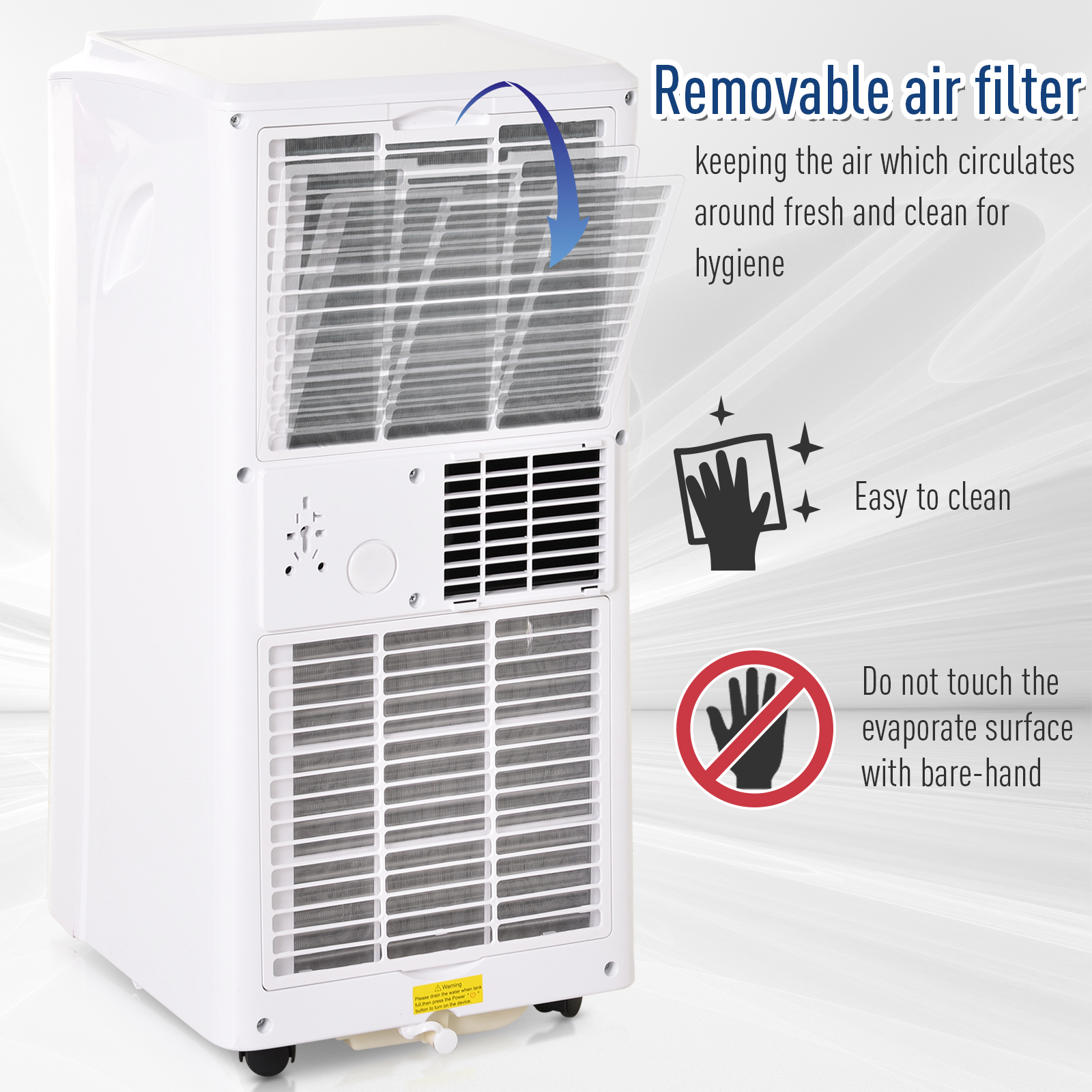 HOMCOM Mobile Air Conditioner with Remote Control, Timer, Cooling Dehumidifying Ventilating, LED Display White - 1003W
