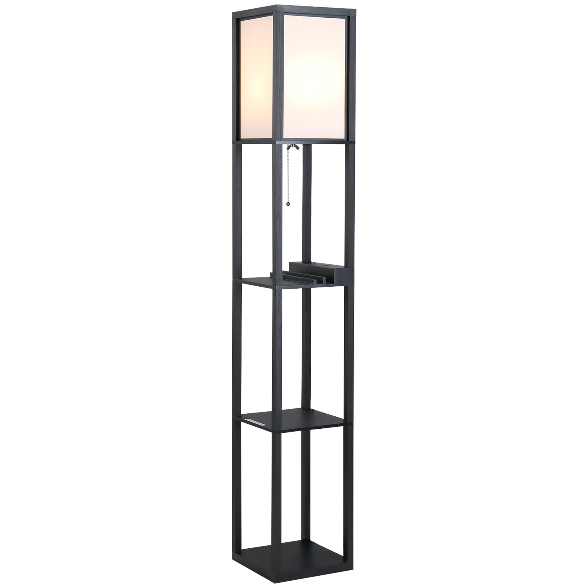 Lampadaire étagère Lampe étagère 3 étagères 4 Niveaux MDF Noir