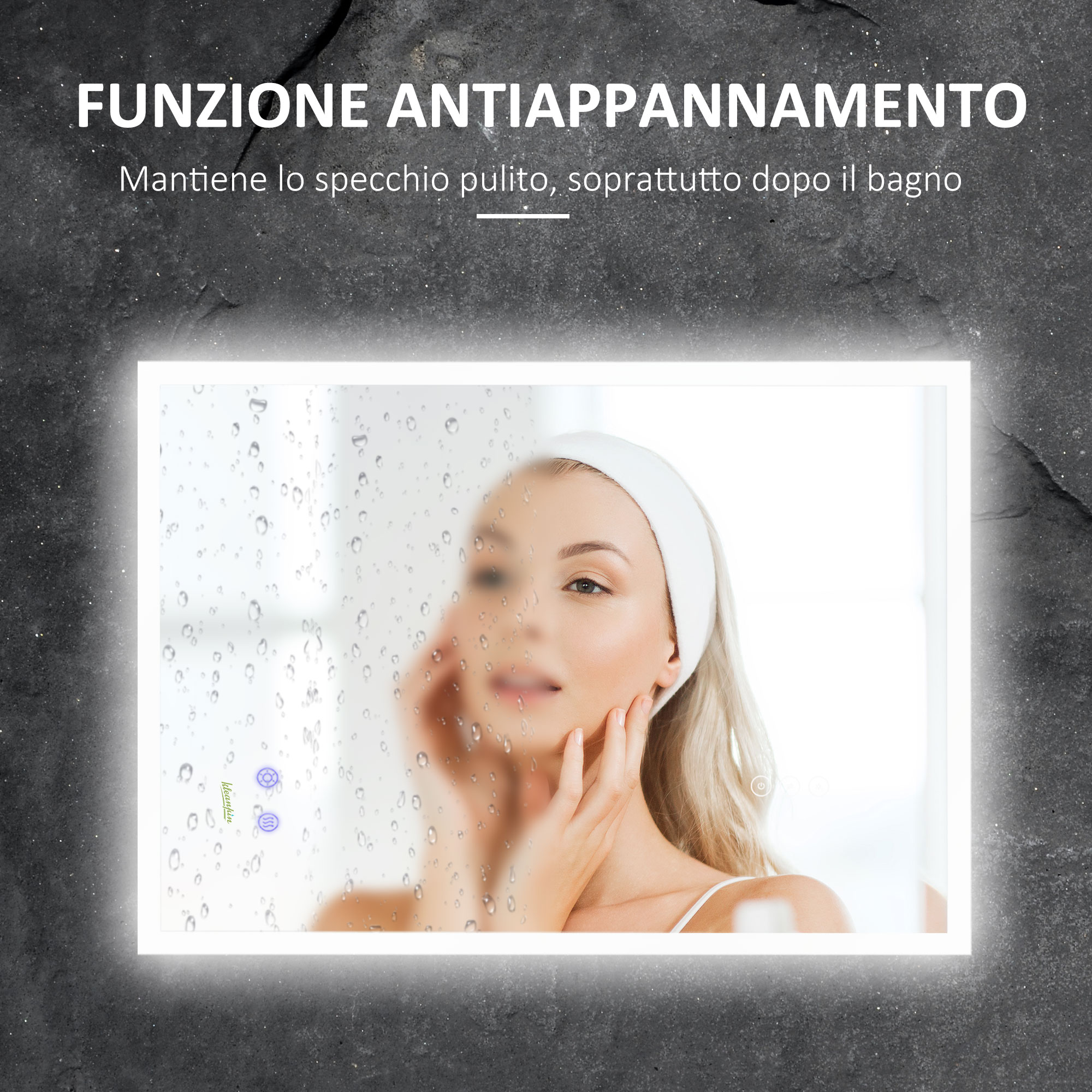 Kleankin Specchio Da Bagno Rotondo Con Luce LED Ø80 Cm – 3 Colori, Interruttore Touch, Antiappannamento, 46W, Bianco Argento - 4