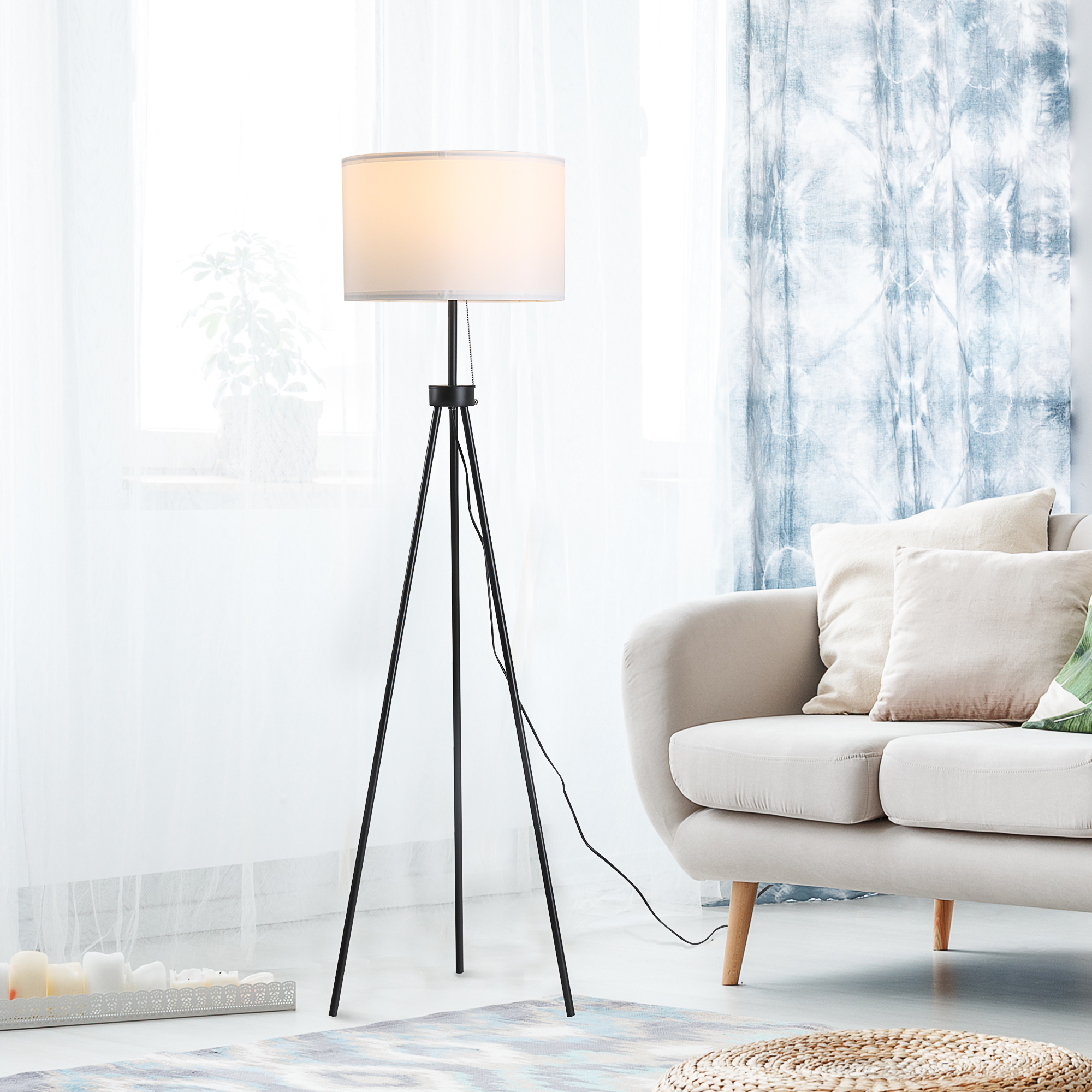 Elegancka Lampa Podłogowa HOMCOM na Statywie, Czarno-Biała
