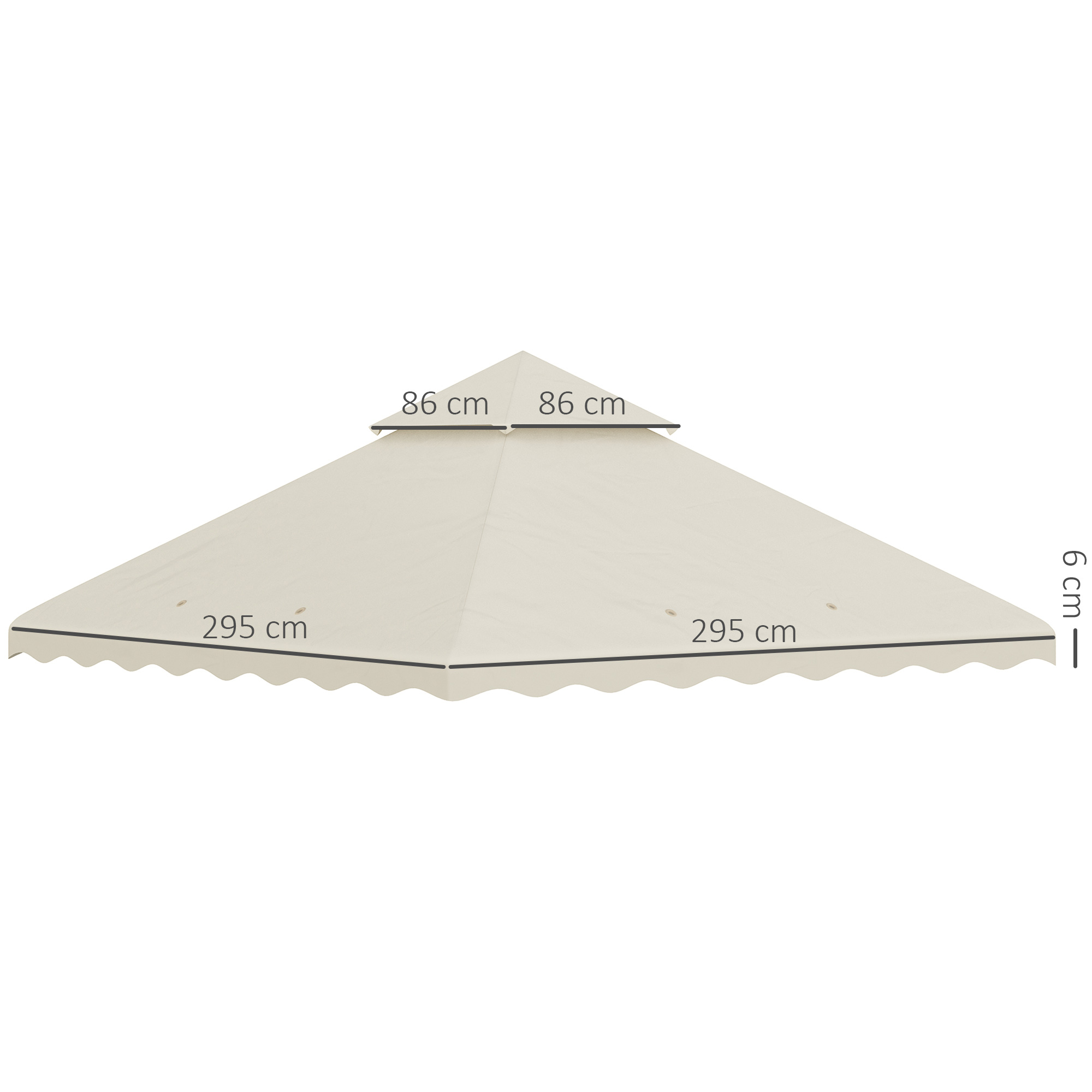 Outsunny Replacement Gazebo Canopy Covers 3x3m, 2-Tier Roof, Weather-Resistant, Cream White