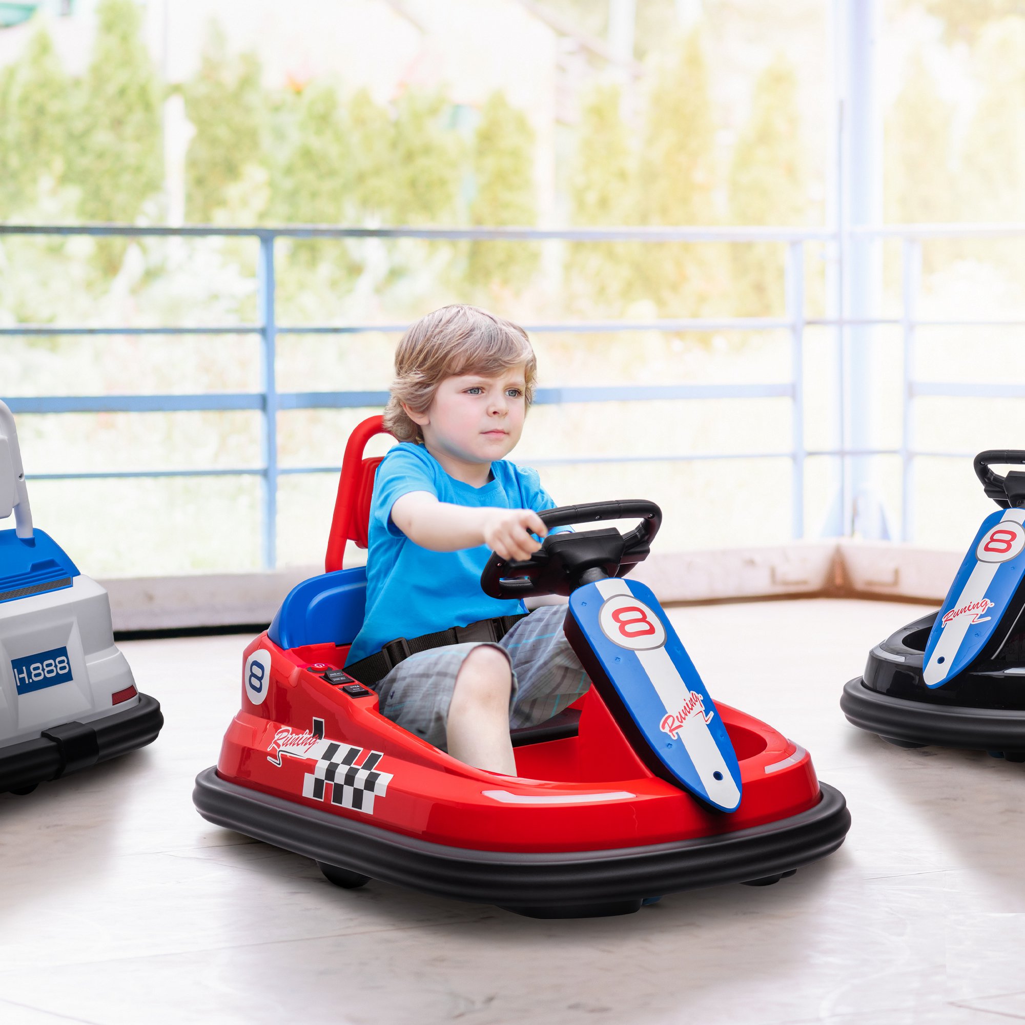 HOMCOM Electric Kids Bumper Car, 6V 360-Degree Rotation Waltzer Car, Battery Powered Ride on Car w/ 2 Speeds, Music, Gift for 18-48 Months, Red