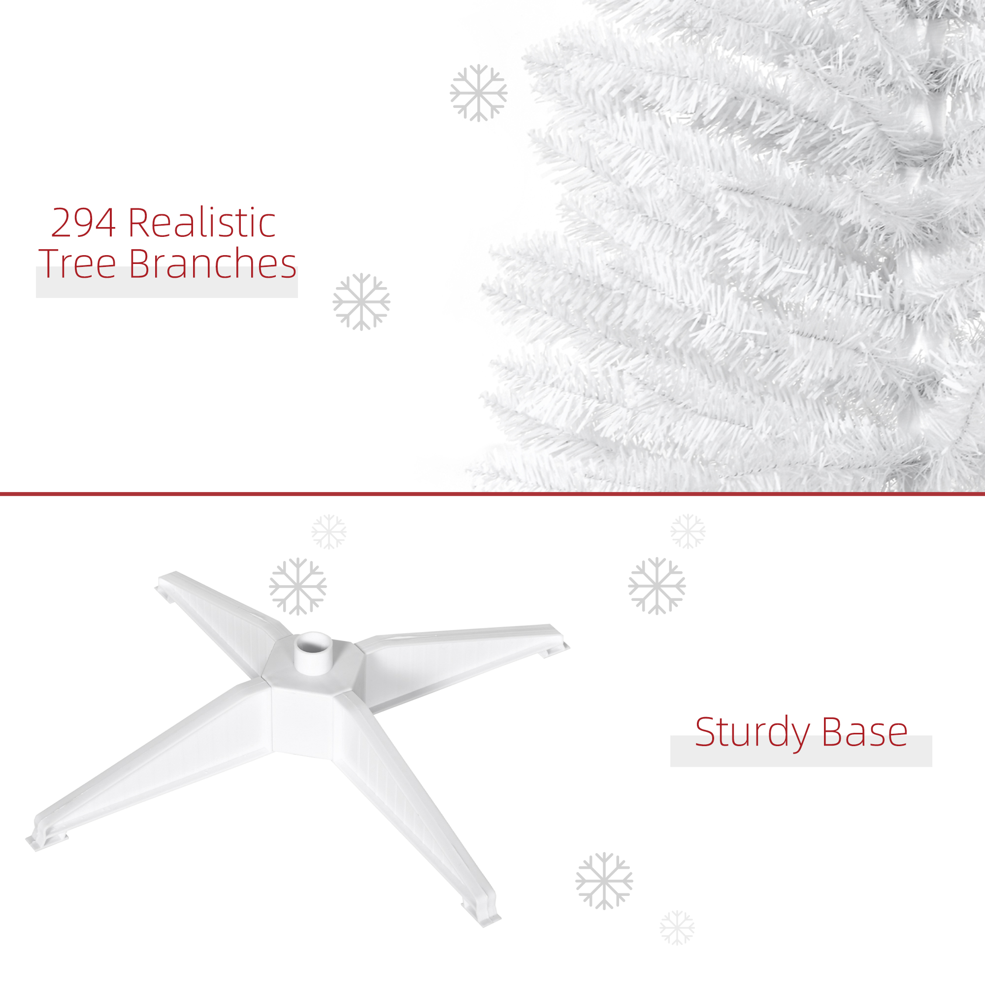 HOMCOM 5T Artificial Pine Pencil Slim Tall Christmas Tree with Branch Tips Xmas Holiday DÃ©cor with Stand White