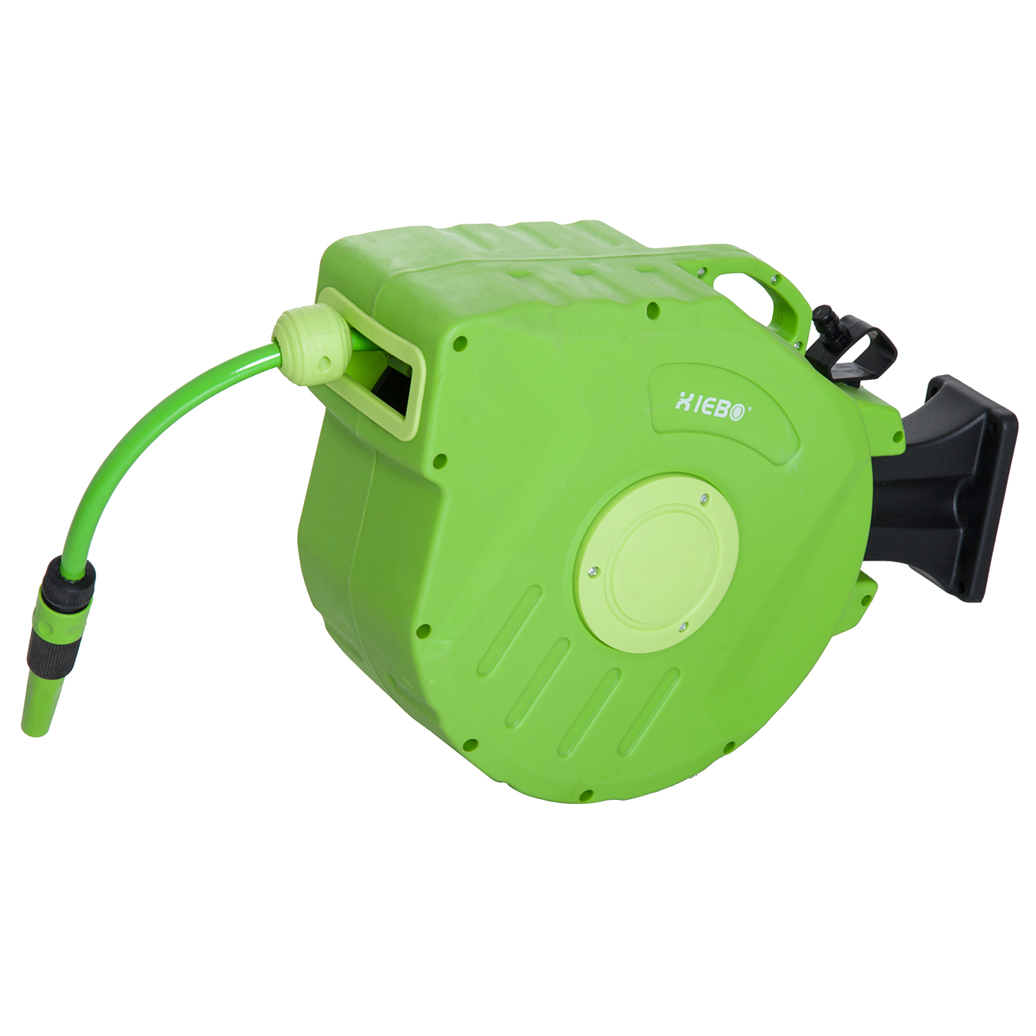 Outsunny Carrete para Manguera Soporte Mural Portamanguera 15m Roll-up Automático Giratorio 180grados con Pistola de Pulverización   Aosom