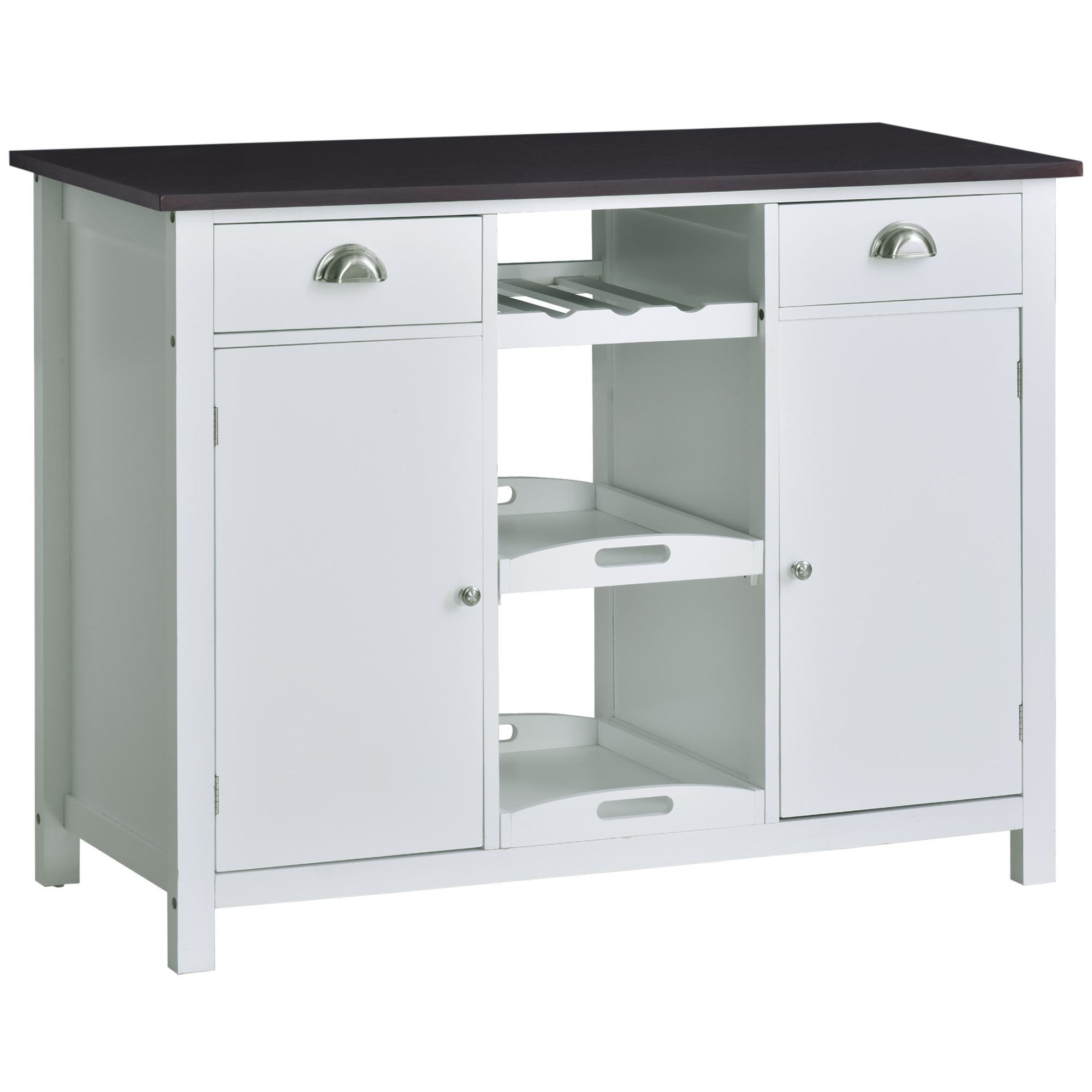 HOMCOM Aparador Buffet para Comedor con Armarios Cajones Estantes Abiertos Bandeja Extraíble Multiusos Mesa Consola Auxiliar 115x48x87 cm | Aosom