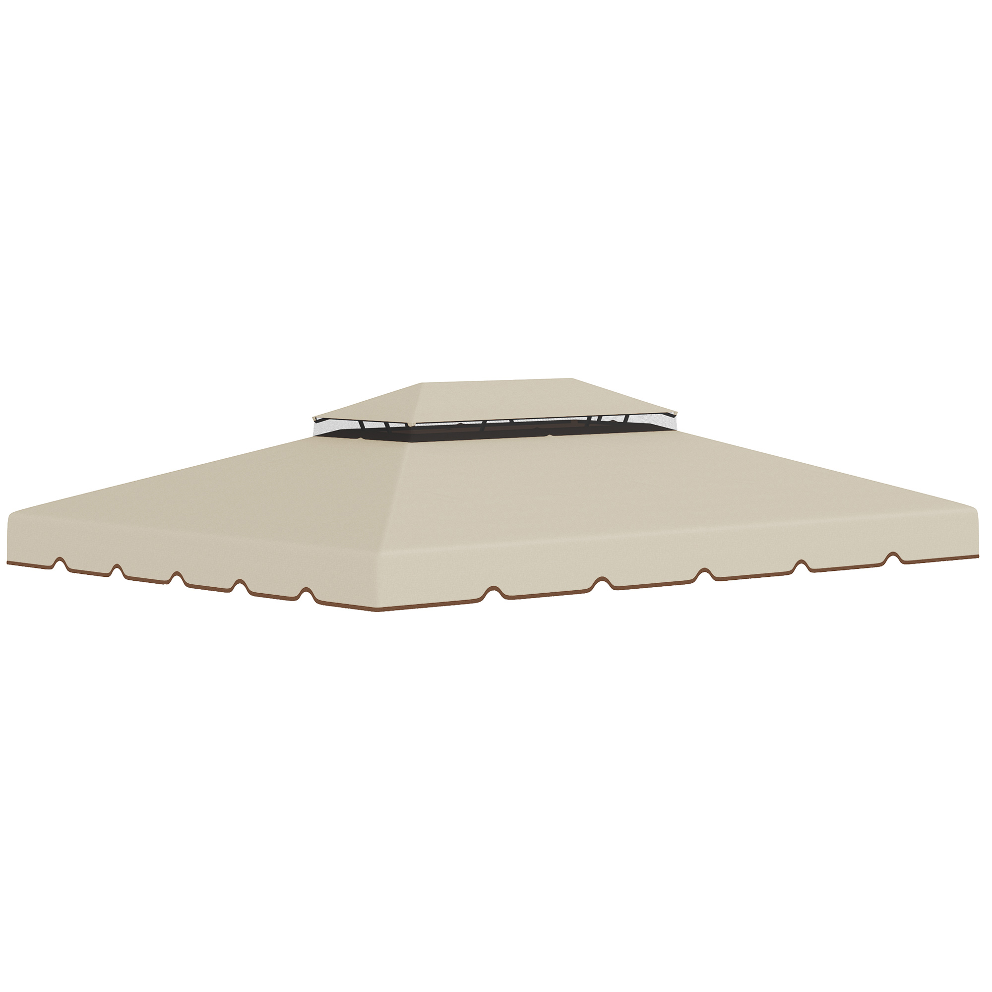 Outsunny Techo de Repuesto para Cenador 3,9x2,9 m Cubierta de Repuesto con Doble Techo y 8 Orificios de Drenaje Beige