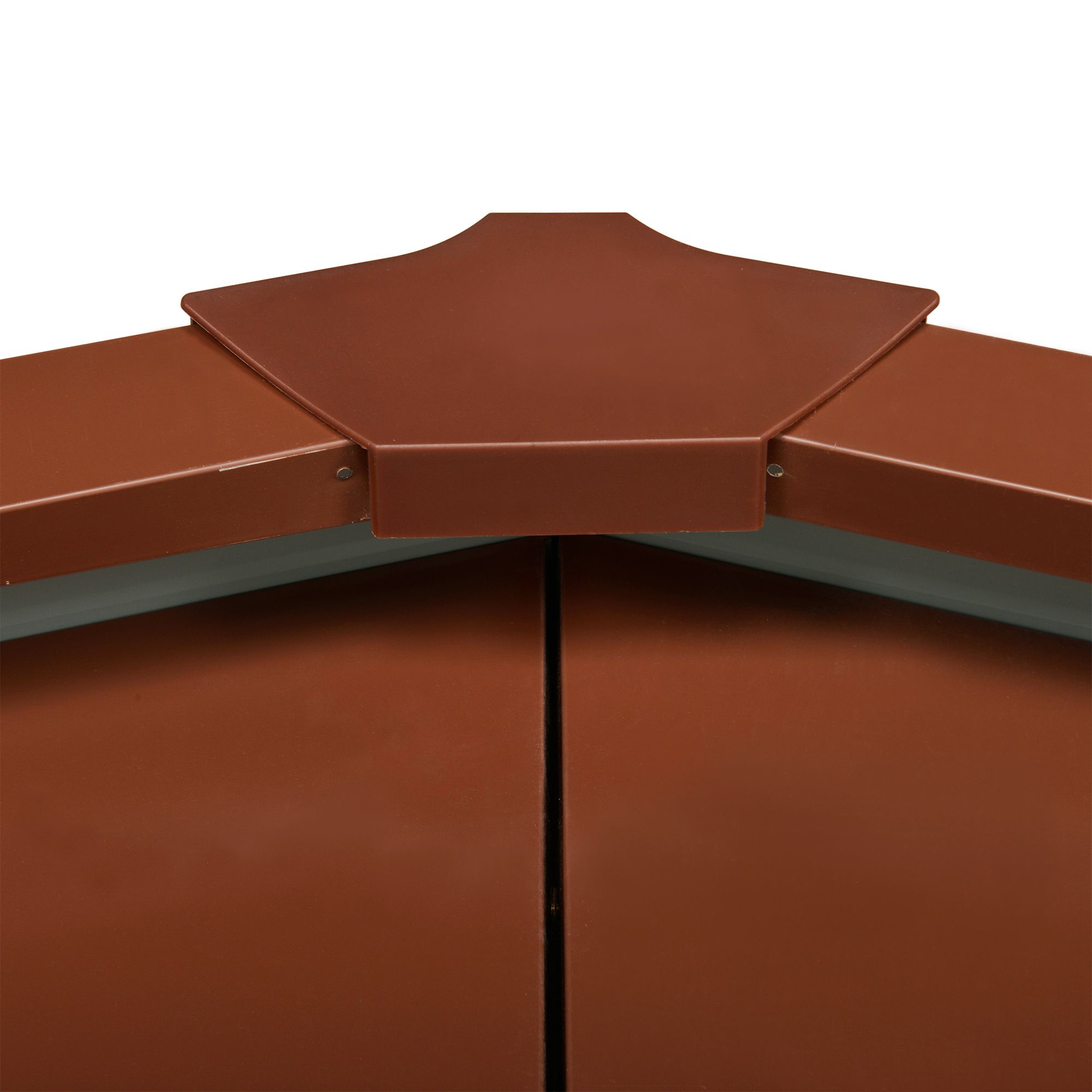 Outsunny 9 x 6.5 ft Metal Garden Storage Shed Apex Store for Gardening Tool with Foundation and Ventilation, Brown with Wood Grain