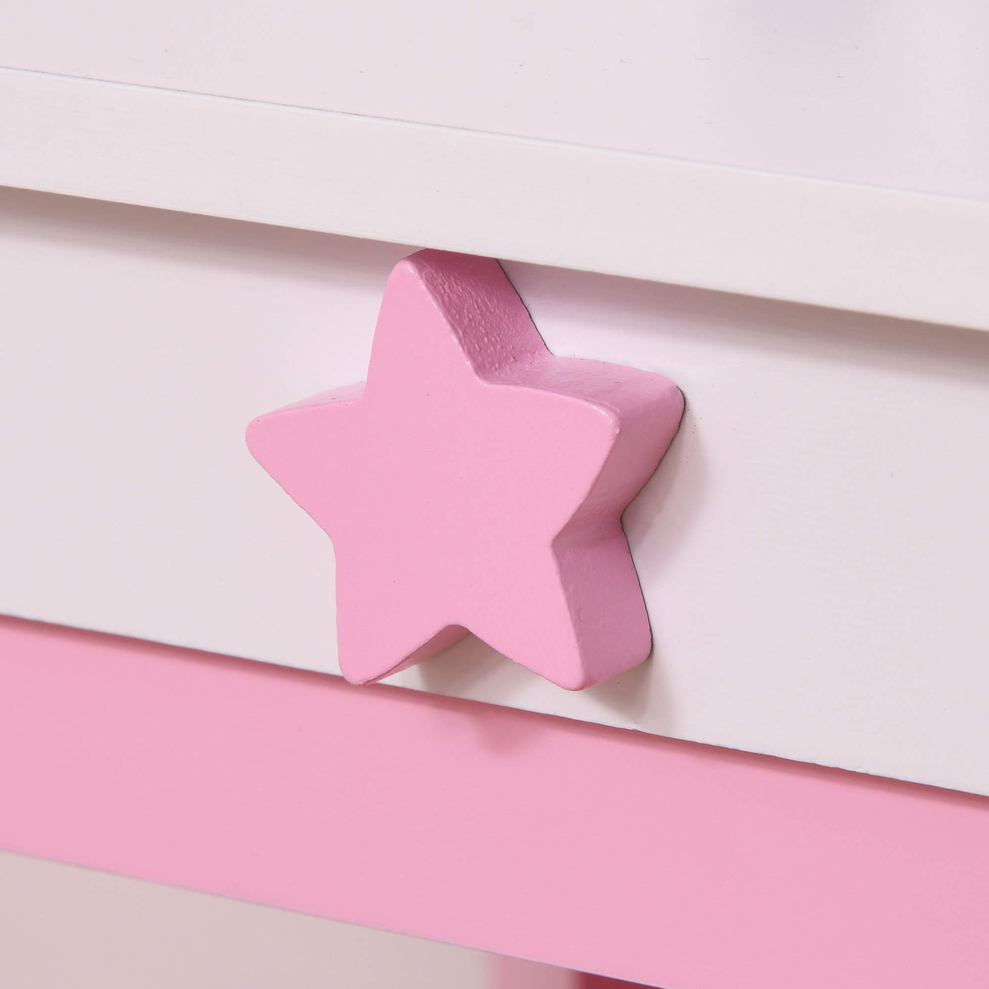 HOMCOM Girls Dressing Table w/ Mirror & Stool, Kids Dressing Table, Unicorn Pretend Play Toy for Toddles Age 3-6 Years, Acrylic Mirror, Pink & White