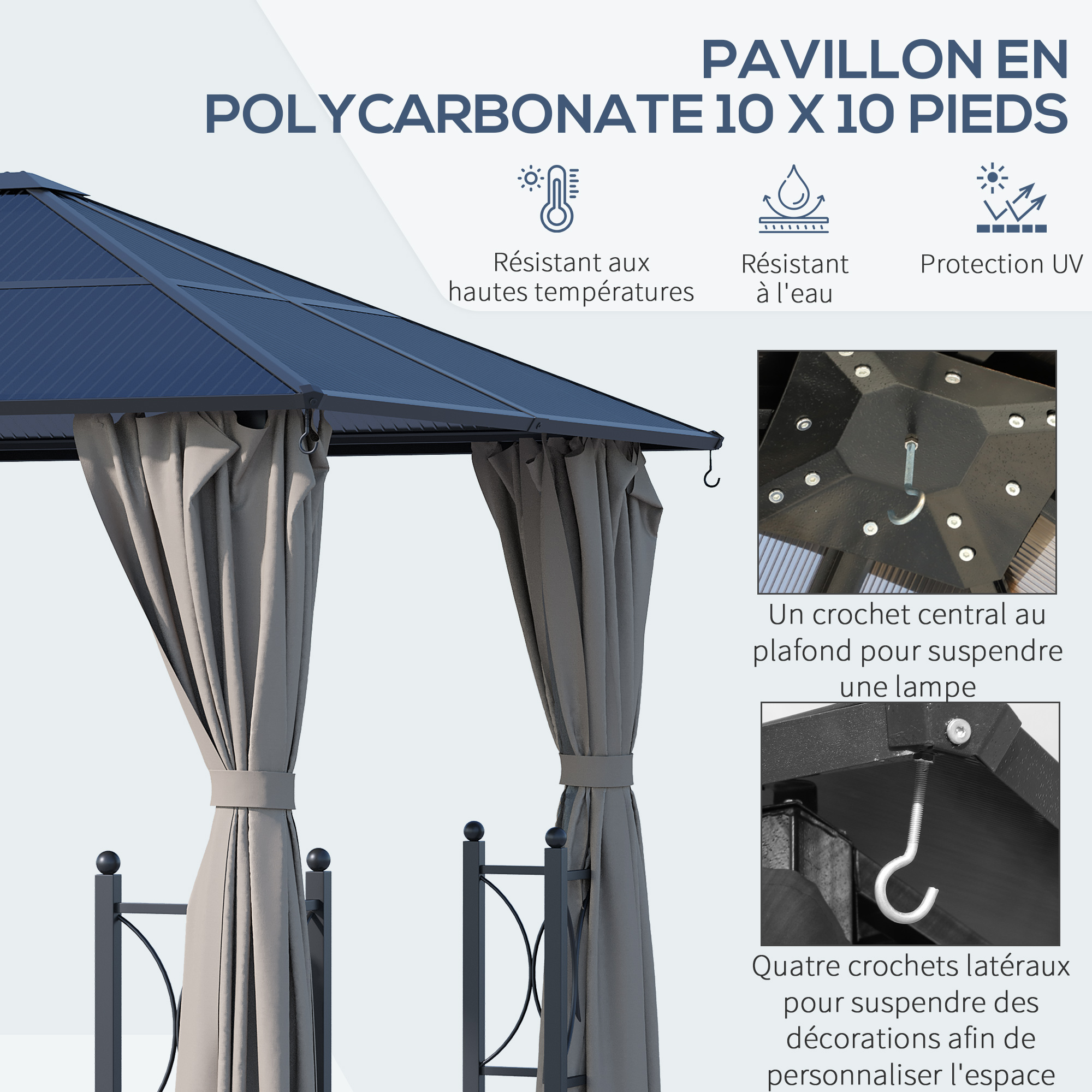 Outsunny Tonnelle Pavillon de Jardin Tente de Réception Imperméable — free download