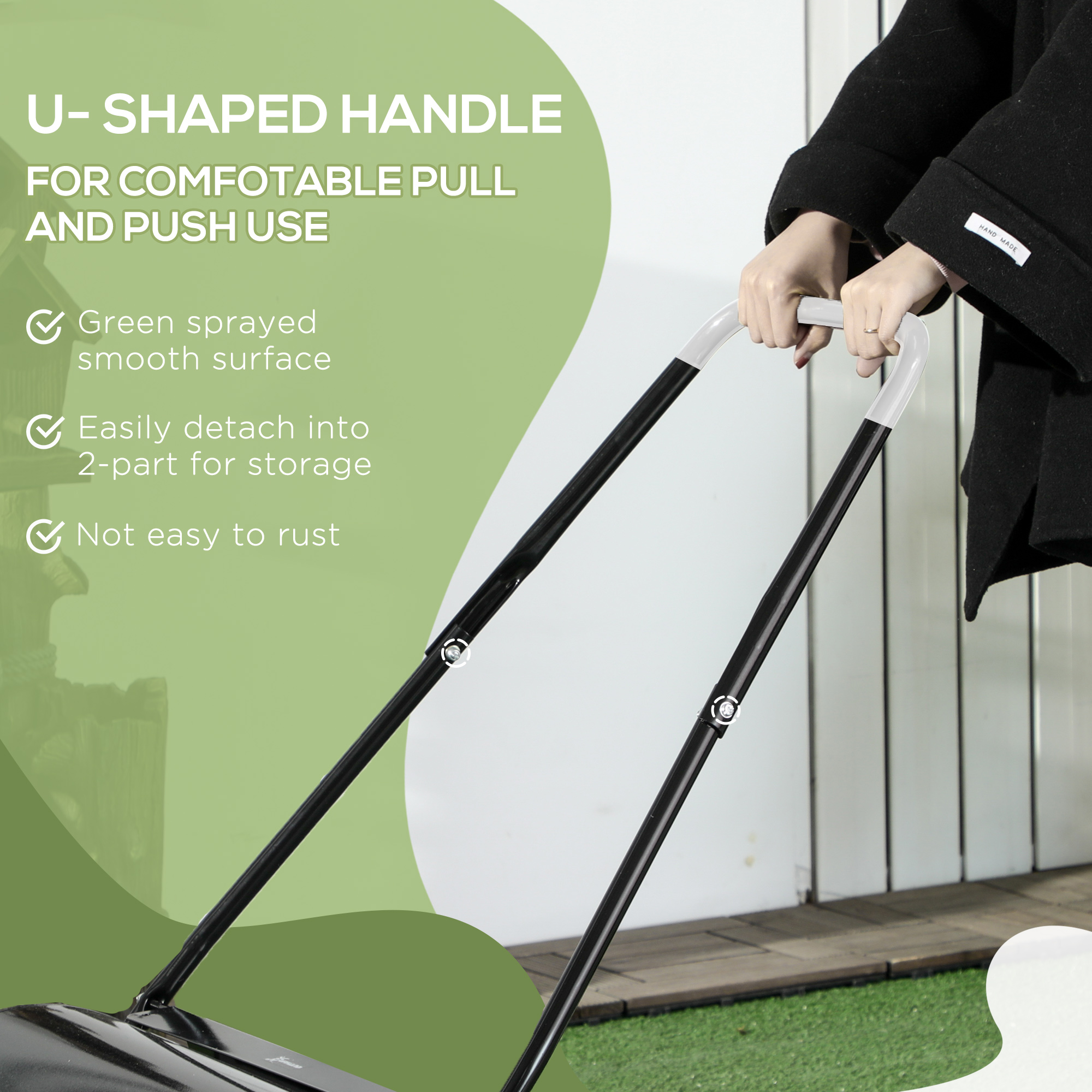 DURHAND 38L Heavy Duty Water or Sand Filled Garden Steel Lawn Roller Drum Î¦50cm Black