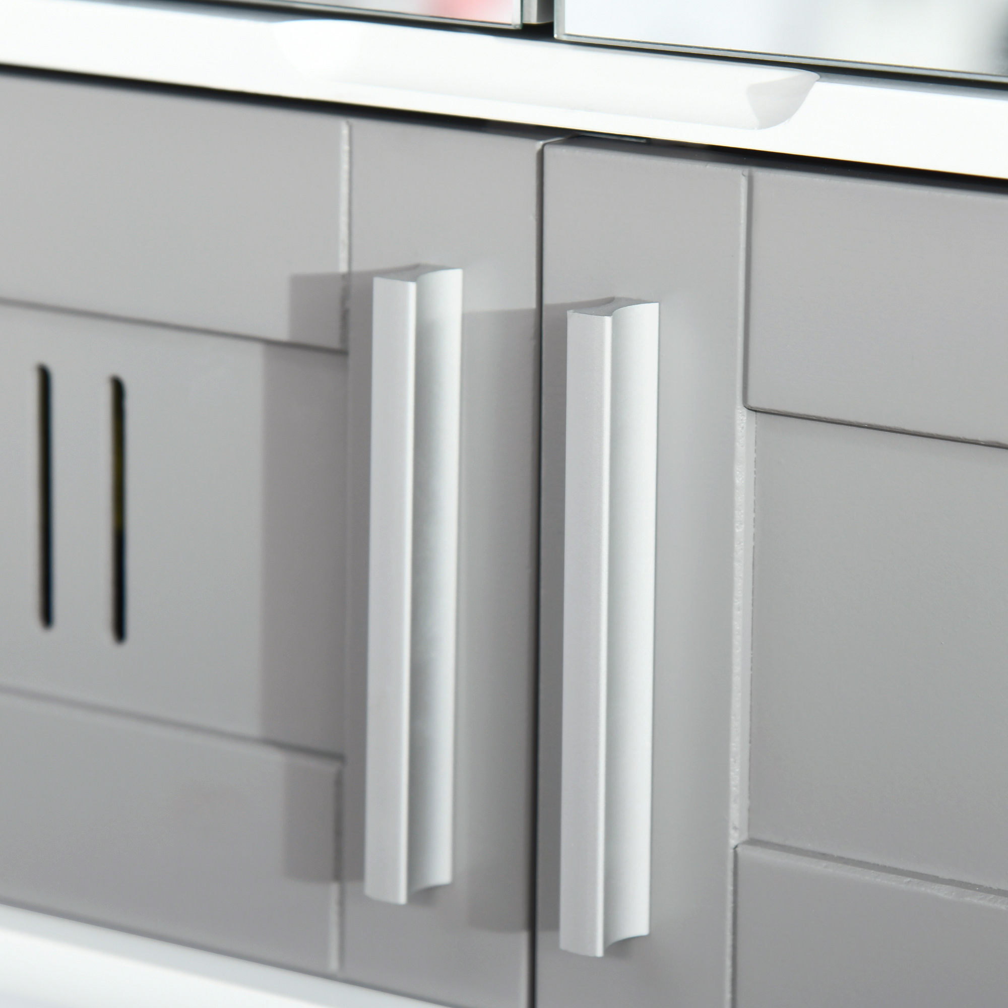 Kleankin Wall Mounted Bathroom Cabinet, Double Door Storage Cupboard with Adjustable Shelf, Grey, Space-Saving Bathroom Organiser