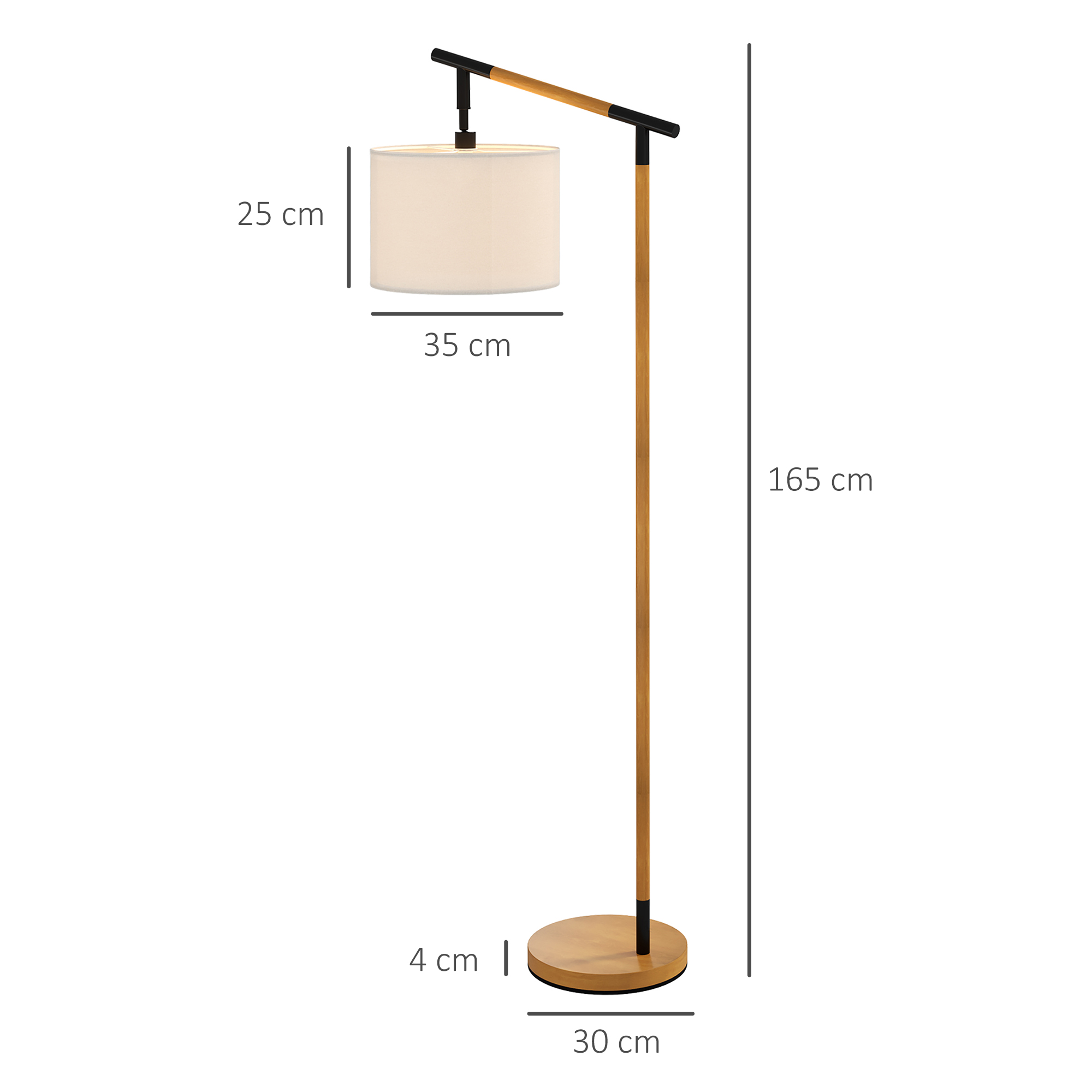HOMCOM Modern Floor Lamp with 350Â° Rotating Lampshade, for Living Room and Bedroom, LED Bulb Included, Brown