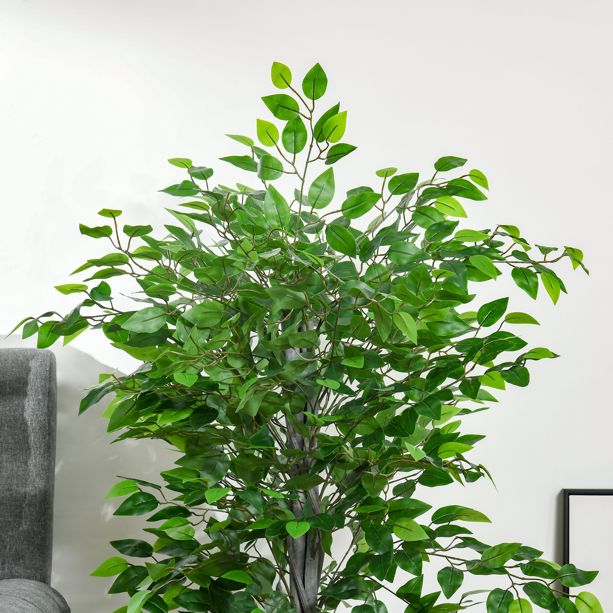 Albero Di Ficus Artificiale 1,5 M – Pianta Finta In Seta Con Cesto Intrecciato, Per Interni/Esterni, Decorazione Casa E Giardino - 4
