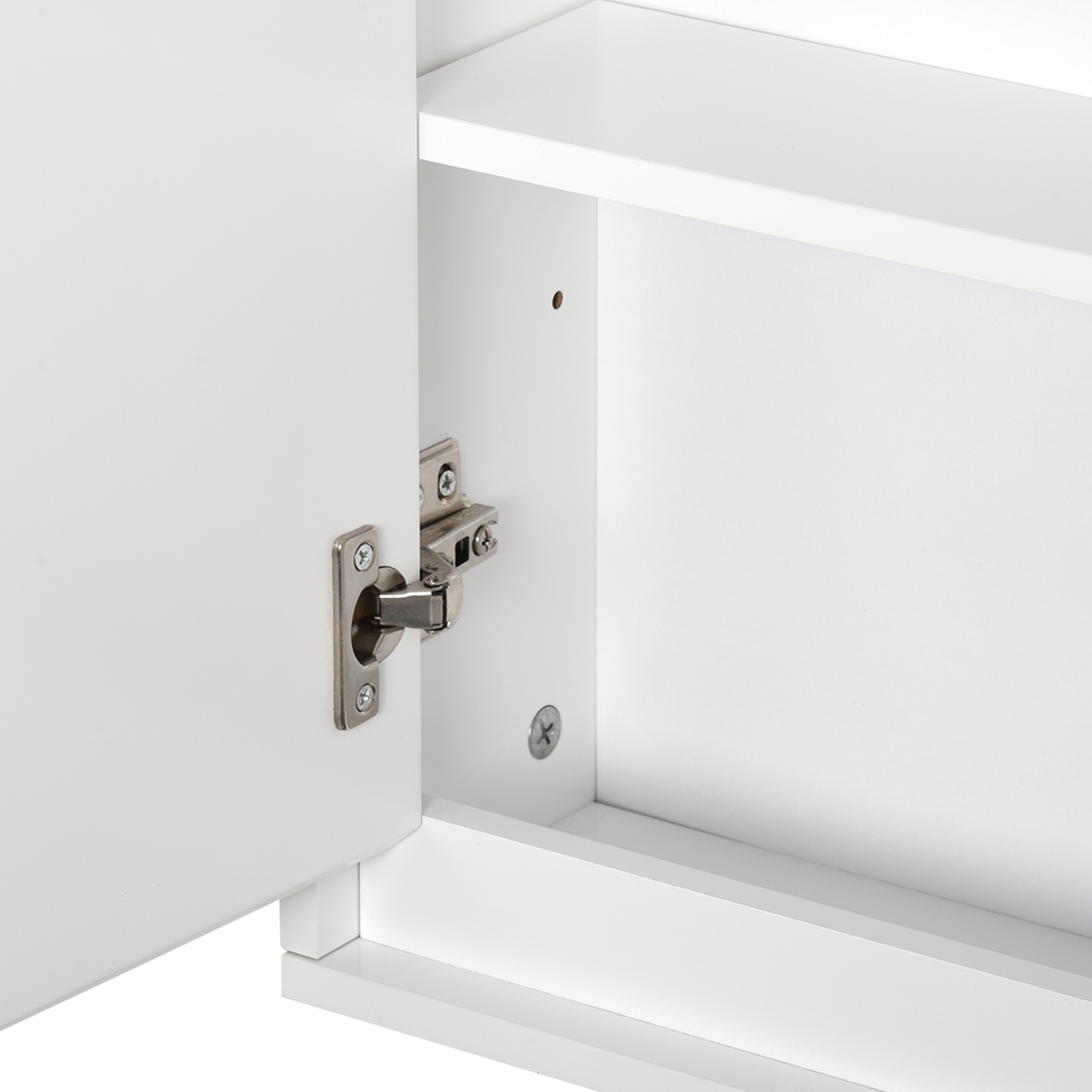 HOMCOM Bathroom Mirror Cabinet, Double Door Wall Mounted with Storage Shelf, Space-Saving Cupboard, White