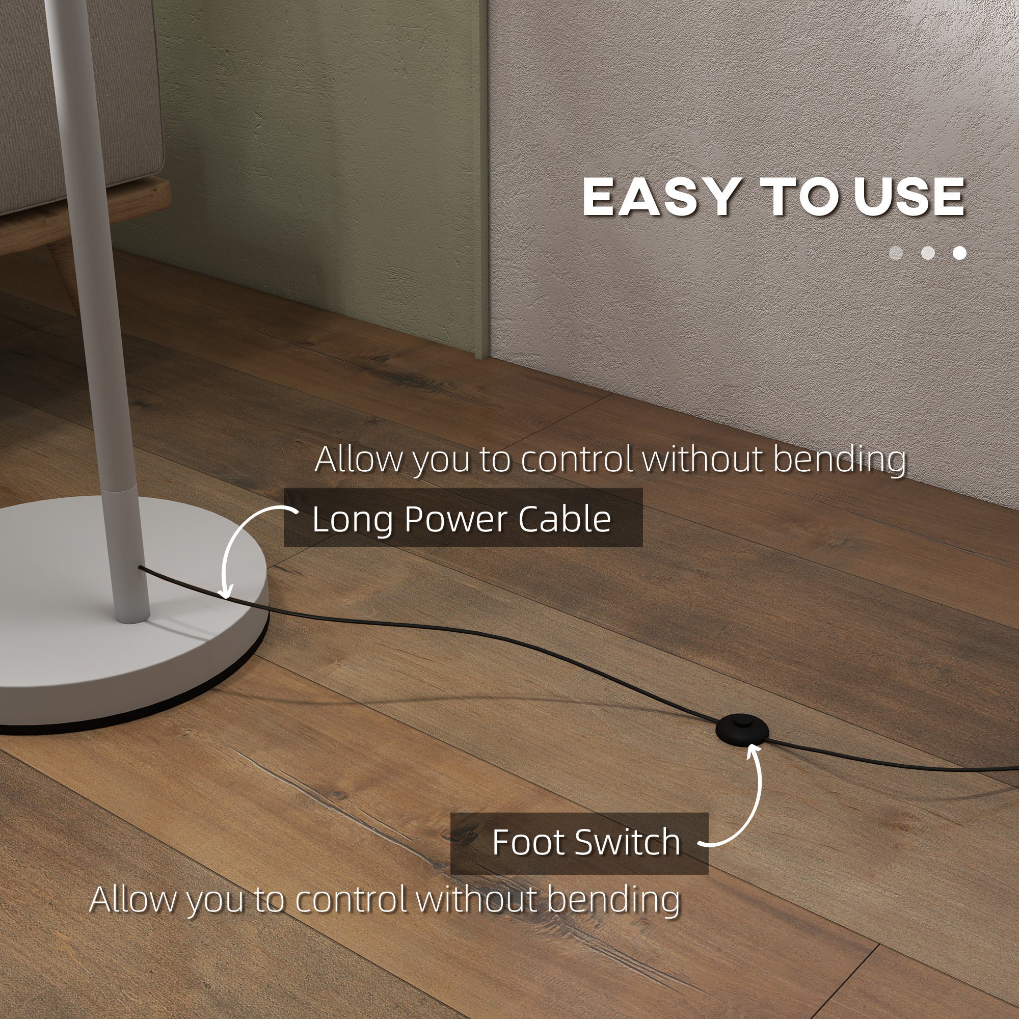 HOMCOM Modern Floor Lamp with 350Â° Rotating Lampshade, for Living Room and Bedroom, LED Bulb Included, Grey