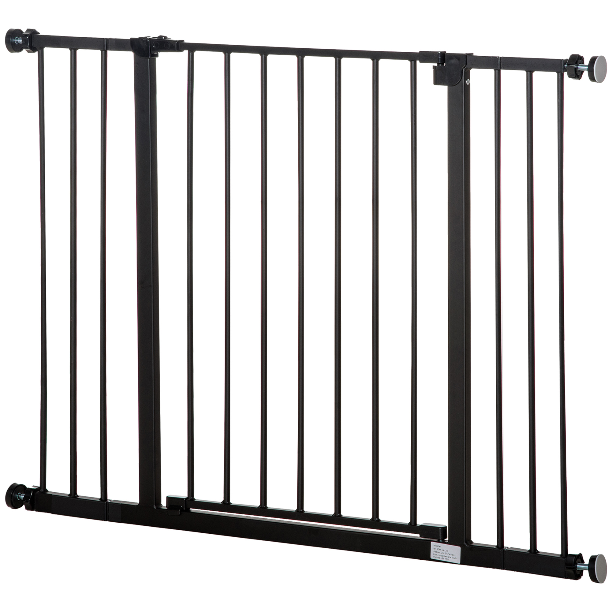 PawHut Barreira de Segurança para Animais de Estimação Extensível para Escadas e Portas Barreira de Segurança para Cães 76-107x76 cm Preto