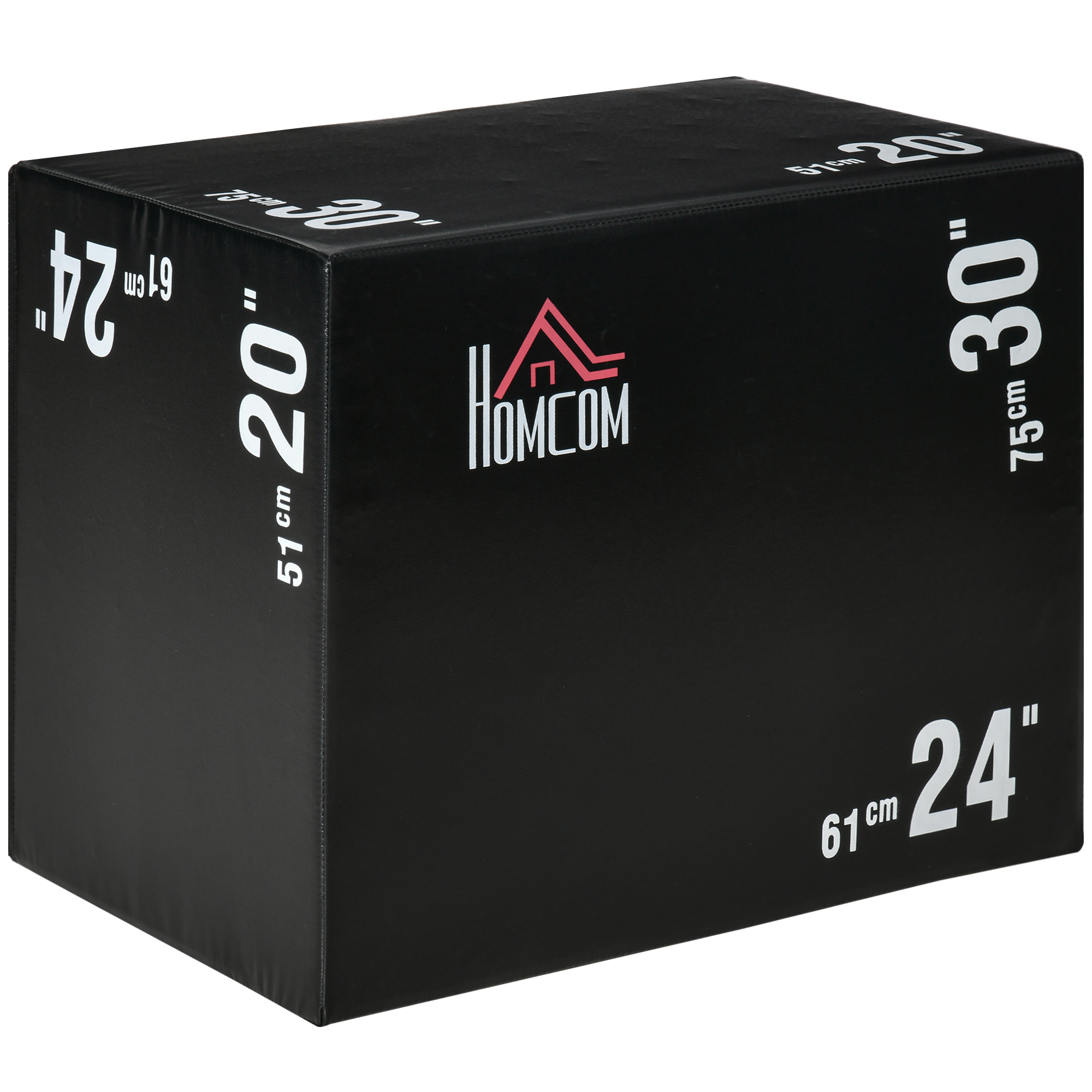 HOMCOM Caixa Pliometria com Fecho de Correr Caixa de Salto com 3 Diferentes Alturas Carga Máxima 120 kg 75x51x61 cm Preto   Aosom Portugal