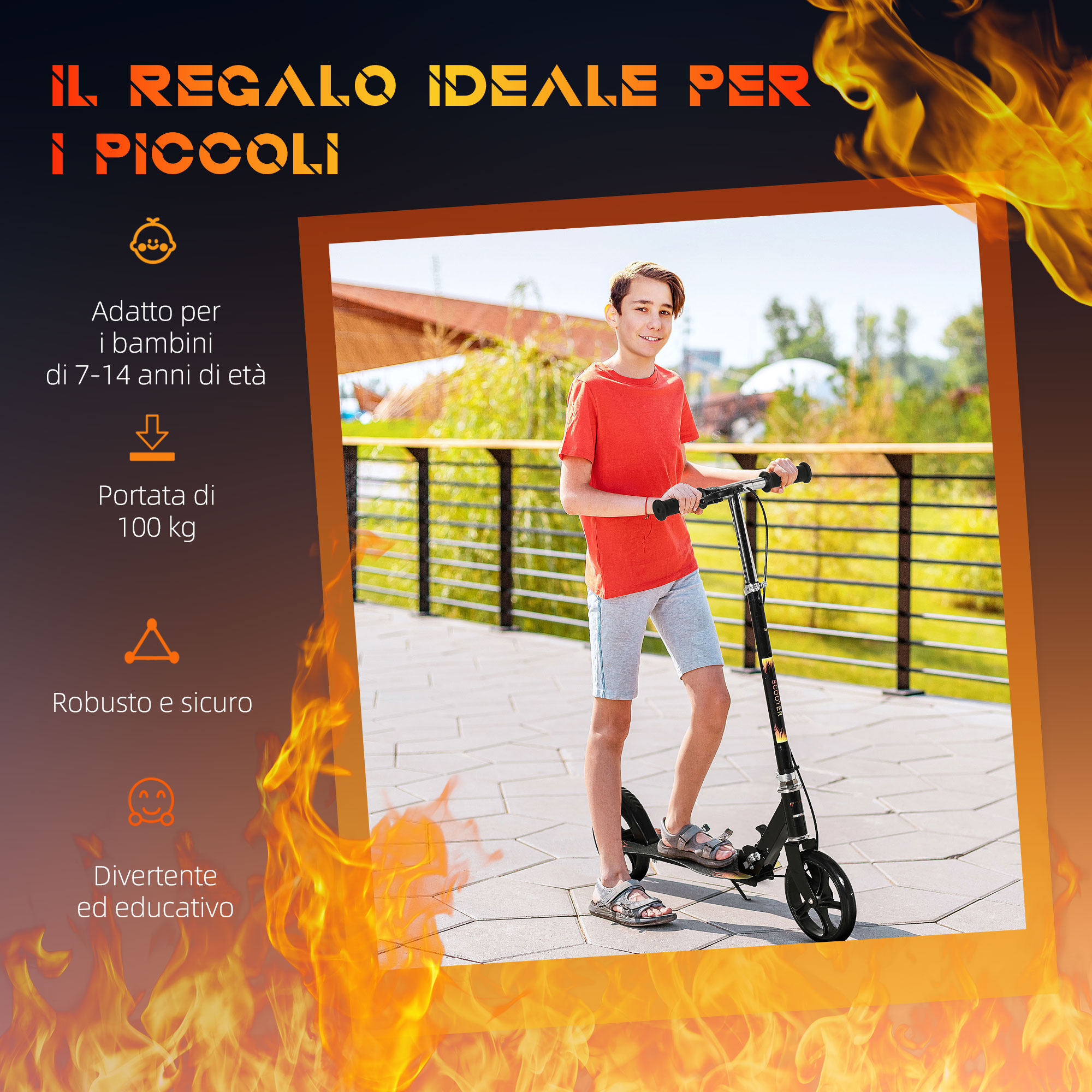 Monopattino Pieghevole Per Bambini 6-12 Anni | Ruote LED 19/15 Cm | Manubrio Regolabile 75-95 Cm | Portata 100 Kg | Rosa, Blu, Nero, Viola
