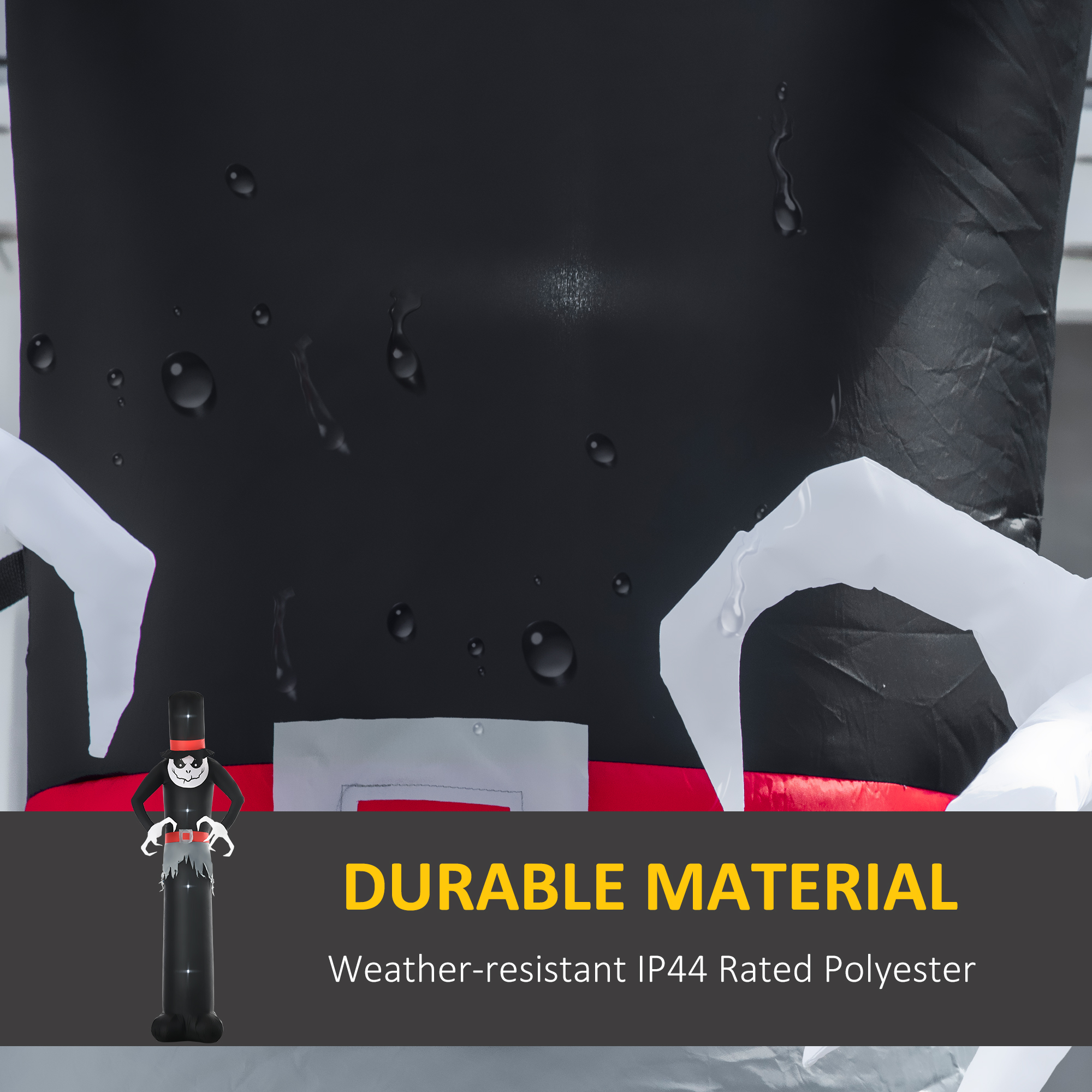 Outsunny Next Day Delivery 10ft Inflatable Halloween Skinny Ghost in a Tall Hat, Blow-Up Outdoor LED Display