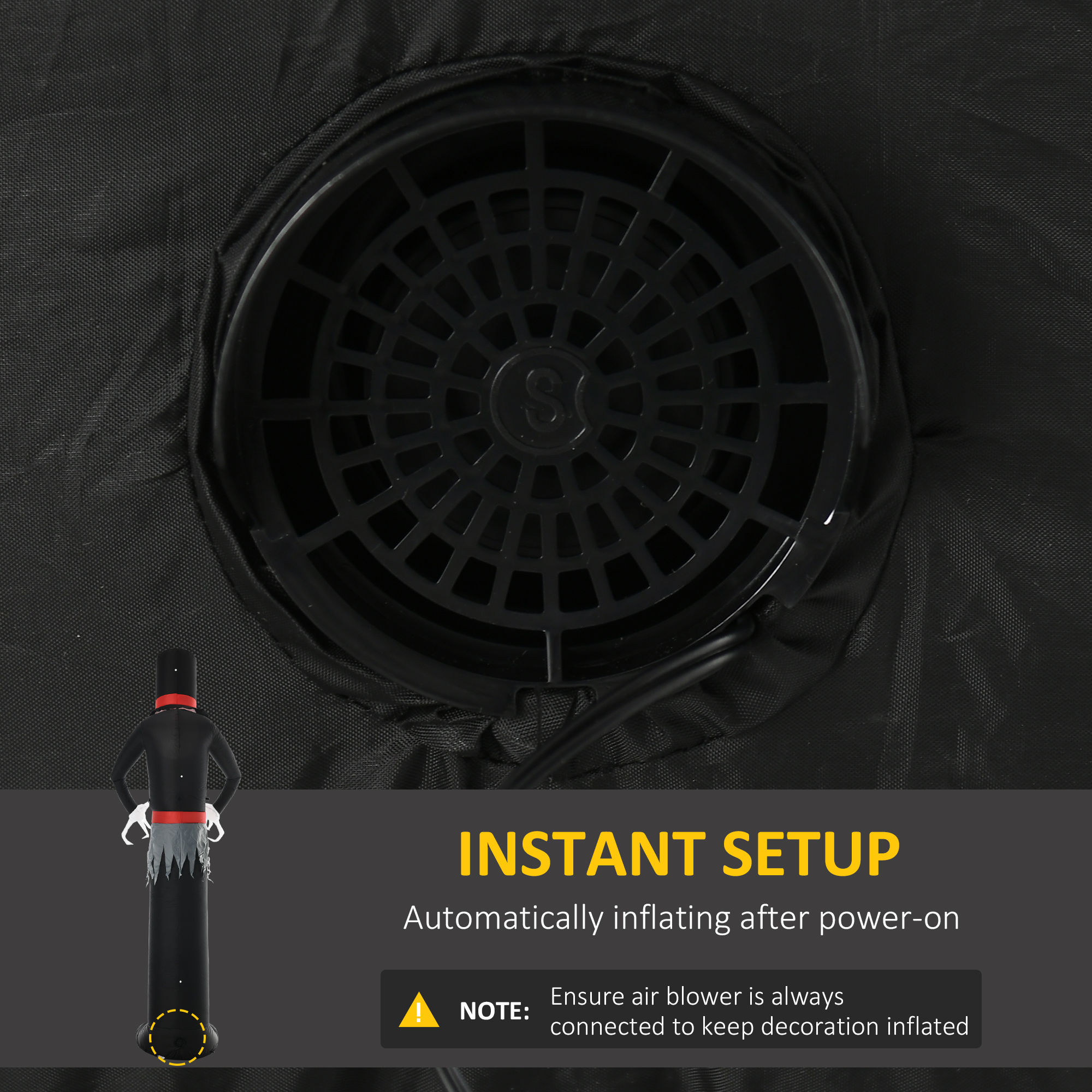 Outsunny Next Day Delivery 10ft Inflatable Halloween Skinny Ghost in a Tall Hat, Blow-Up Outdoor LED Display