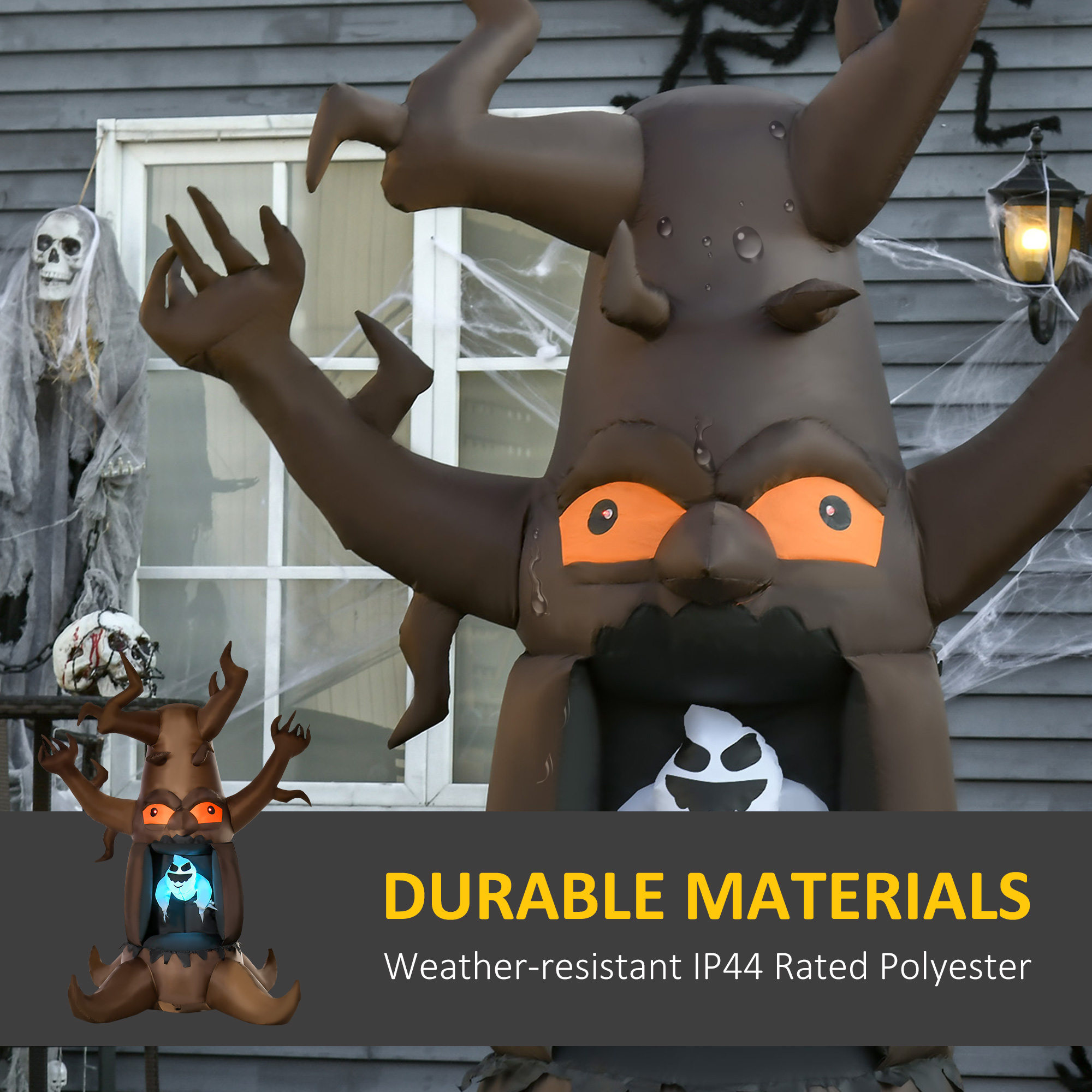 HOMCOM Next Day Delivery Inflatable Halloween Floating Ghost Tree with LED Light Outdoor Decoration 8FT 2.4m