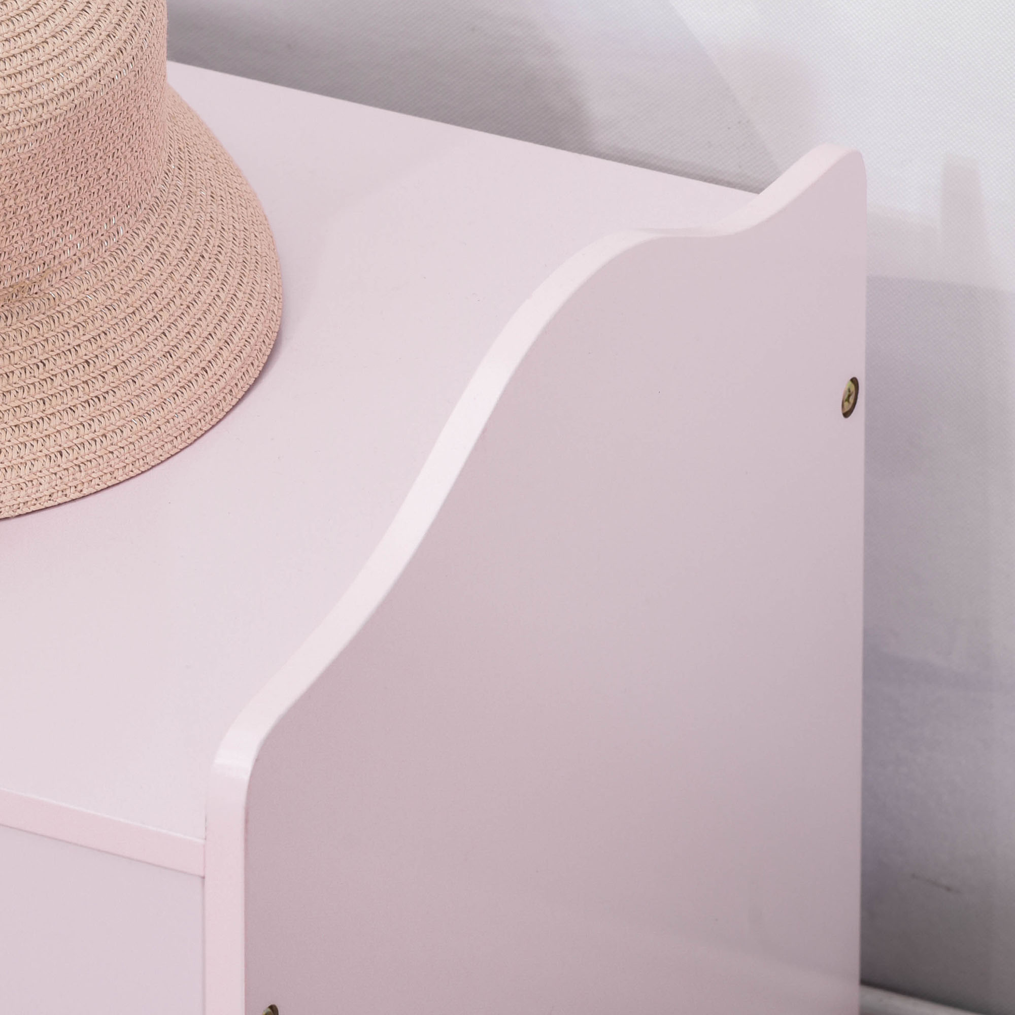 HOMCOM Children's Wooden Toy Box, Playroom Storage Chest with Safety Hinge, 60 x 40 x 48 cm, Pink