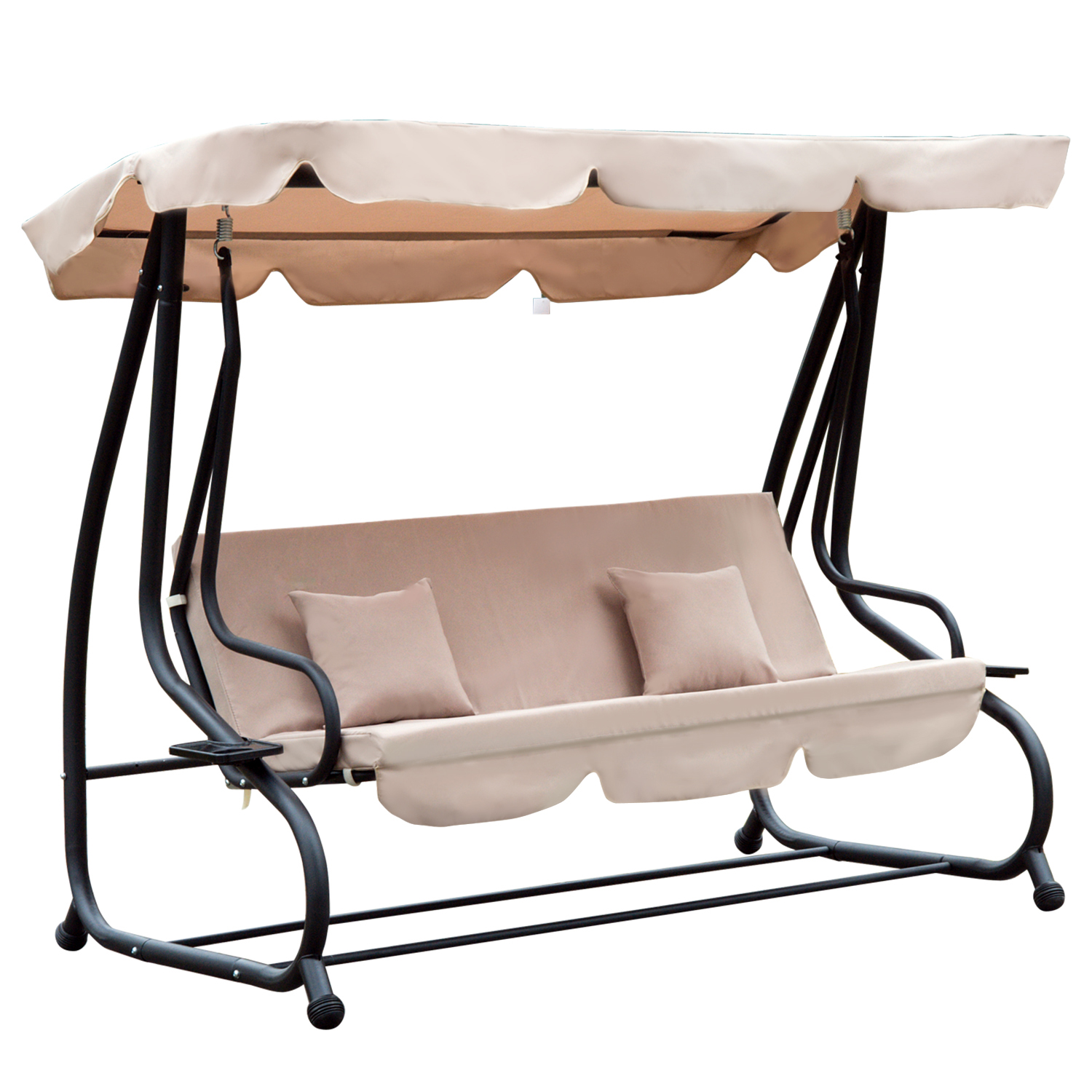 Outsunny® Columpio Balancín Jardín 3 Plazas Convertible en Cama para Bebida Terrza Balcón Exterior Carga máx. 340kg 200x120x164cm | Aosom