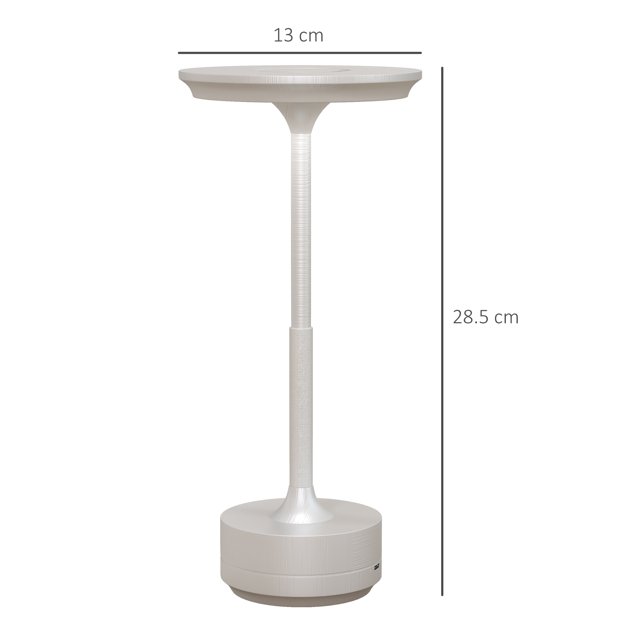 HOMCOM Cordless Table Lamp, Touch LED Desk Lamp with 4000mAh Rechargeable Battery, 3 Colour, for Bedroom Living Room, Silver