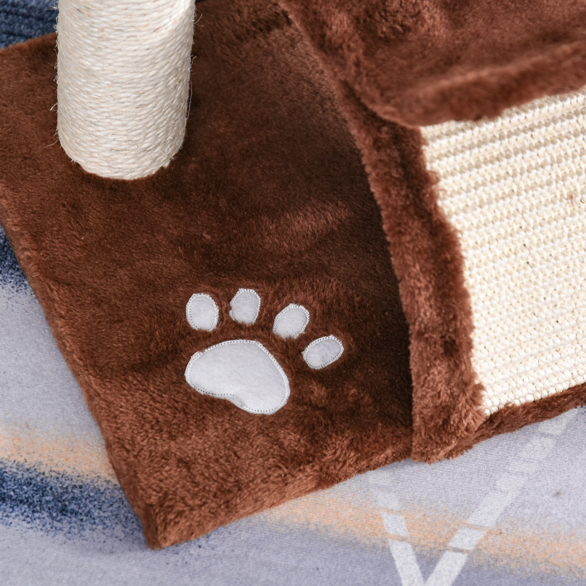 PawHut Cat Tree, Cat Tower for Kittens, Small Cat Condo with Rotatable Top Bar, Sisal Scratching Post, Tunnel, Dangling Balls - Brown
